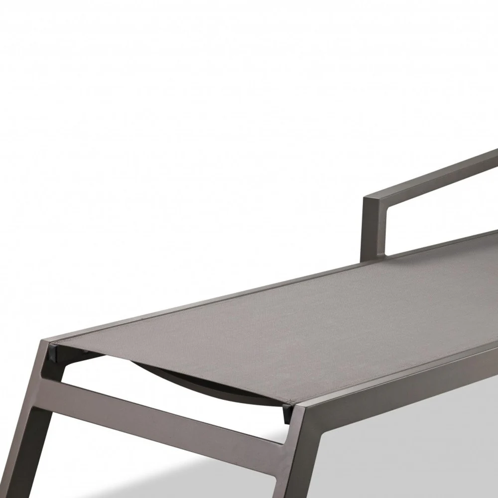 Set of 2 Taupe Modern Aluminum Chaise Lounges By Homeroots - Image 5
