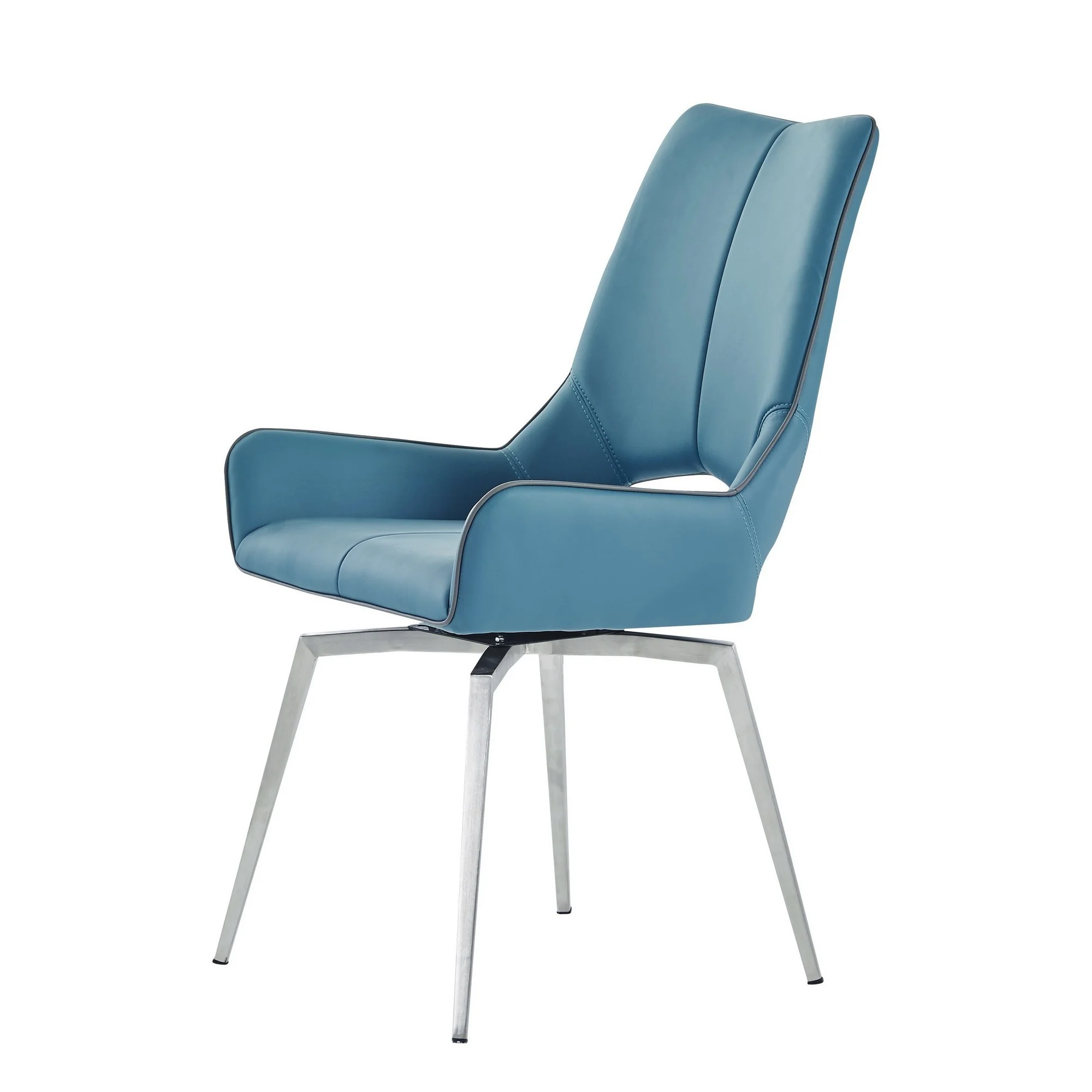 Set Of 2 Turqouise Bucket Style Dining Chairs With Metalic Silver Base By Homeroots - Image 3