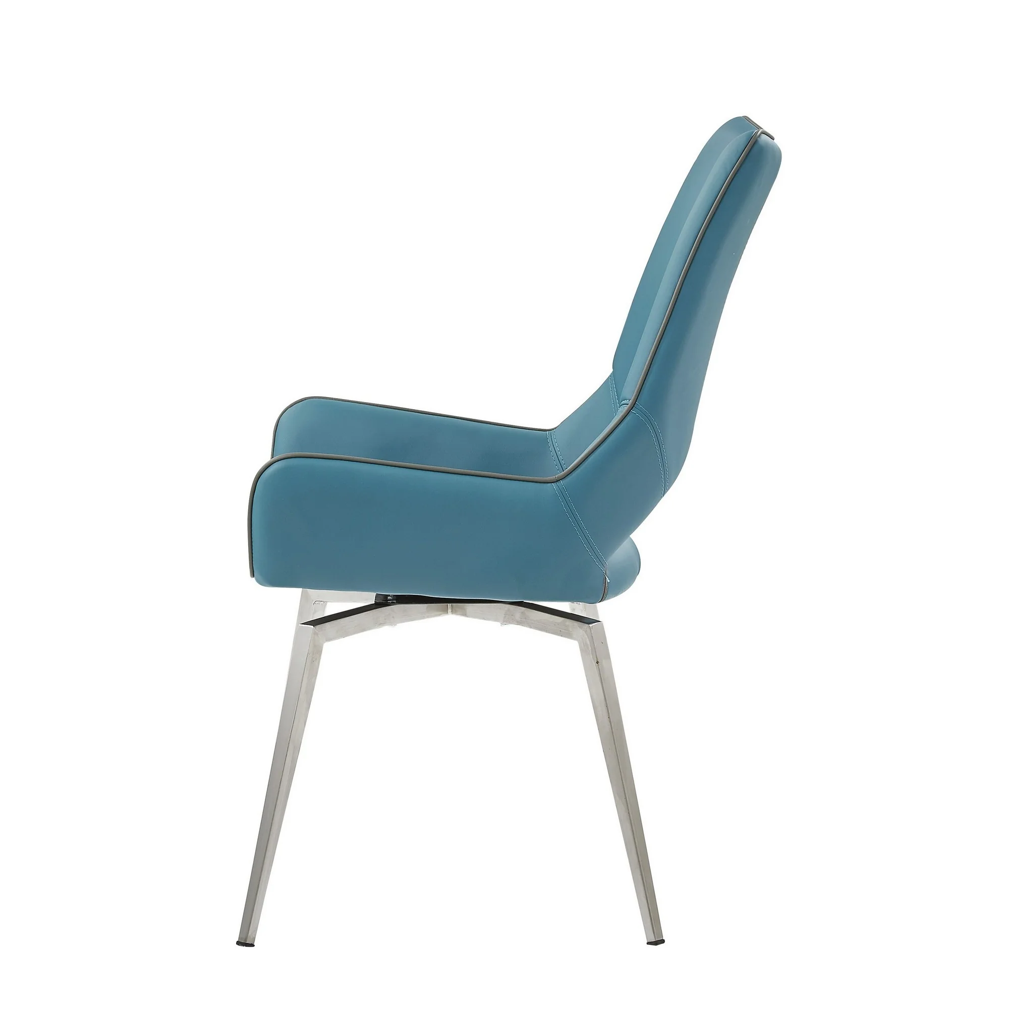 Set Of 2 Turqouise Bucket Style Dining Chairs With Metalic Silver Base By Homeroots - Image 4