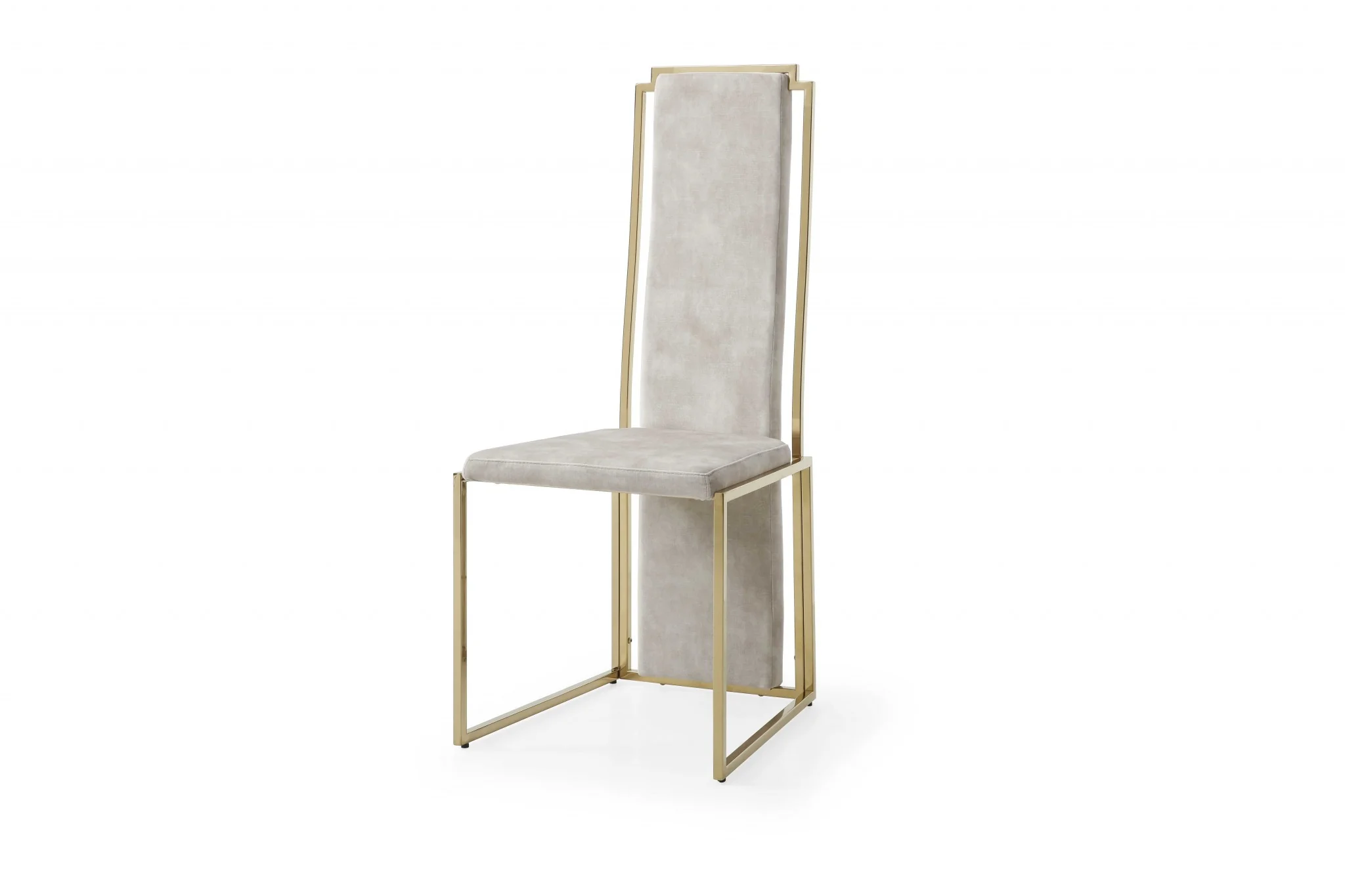 Set Of 2 Ultra Modern Beige Suede And Gold Dining Chairs By Homeroots - Image 3