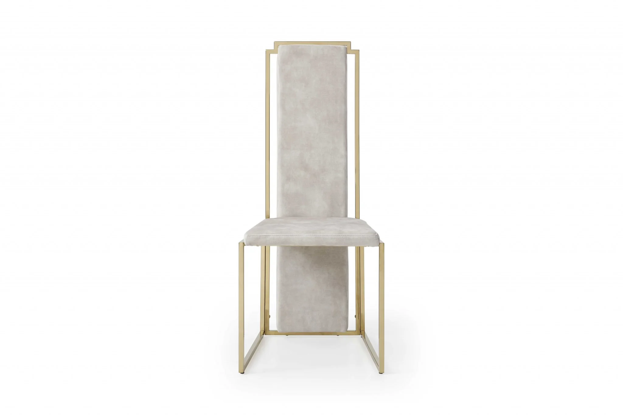 Set Of 2 Ultra Modern Beige Suede And Gold Dining Chairs By Homeroots - Image 4