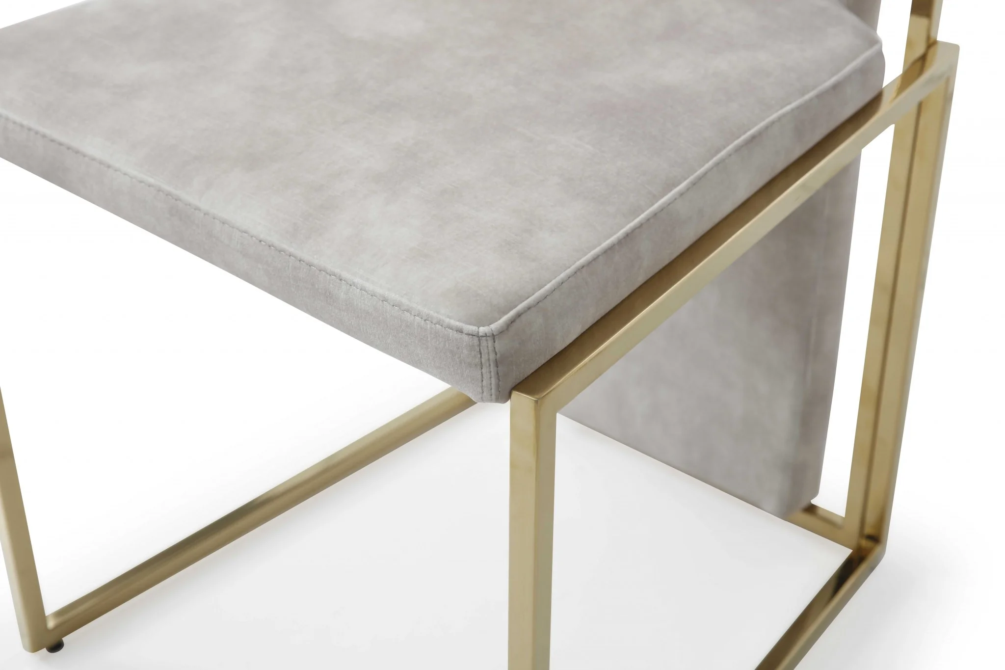 Set Of 2 Ultra Modern Beige Suede And Gold Dining Chairs By Homeroots - Image 5