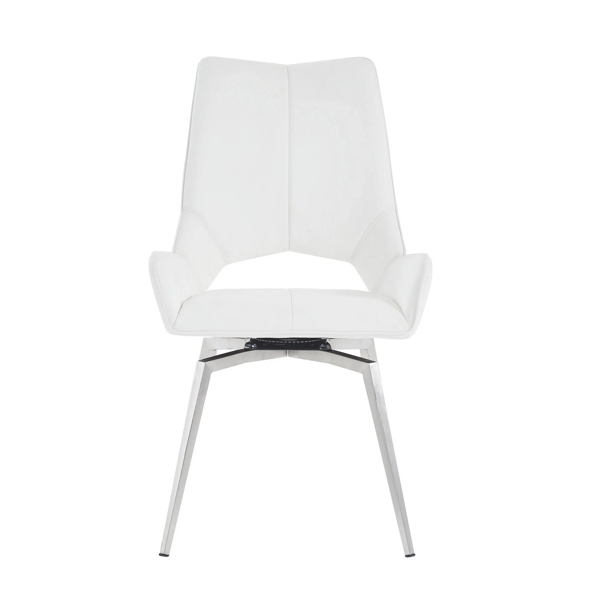 Set Of 2 White Bucket Style Dining Chairs With Metalic Silver Base By Homeroots - Image 2