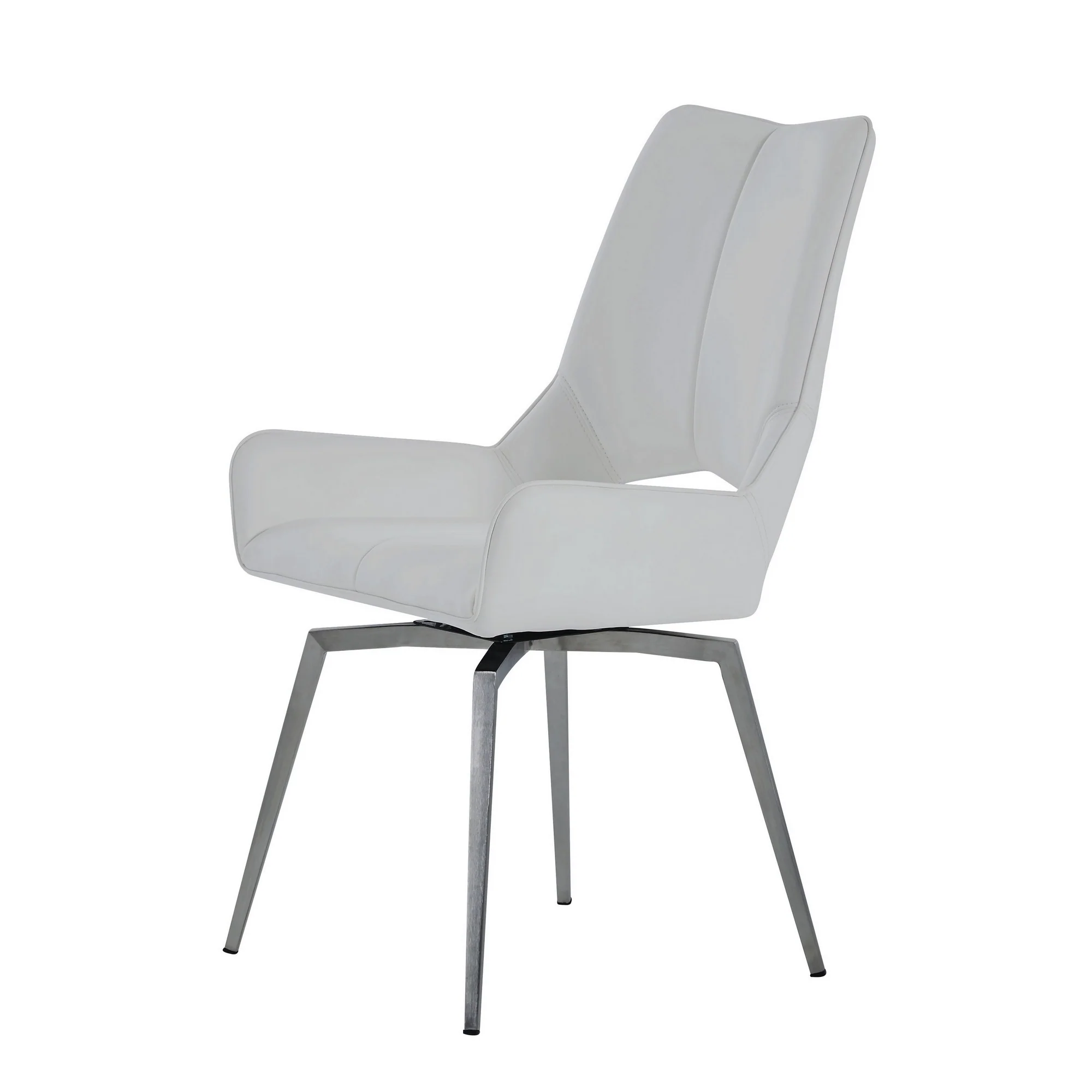 Set Of 2 White Bucket Style Dining Chairs With Metalic Silver Base By Homeroots - Image 3