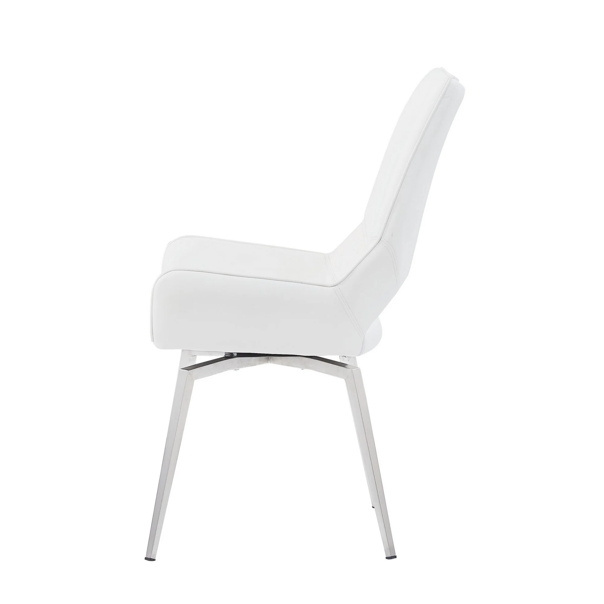 Set Of 2 White Bucket Style Dining Chairs With Metalic Silver Base By Homeroots - Image 4