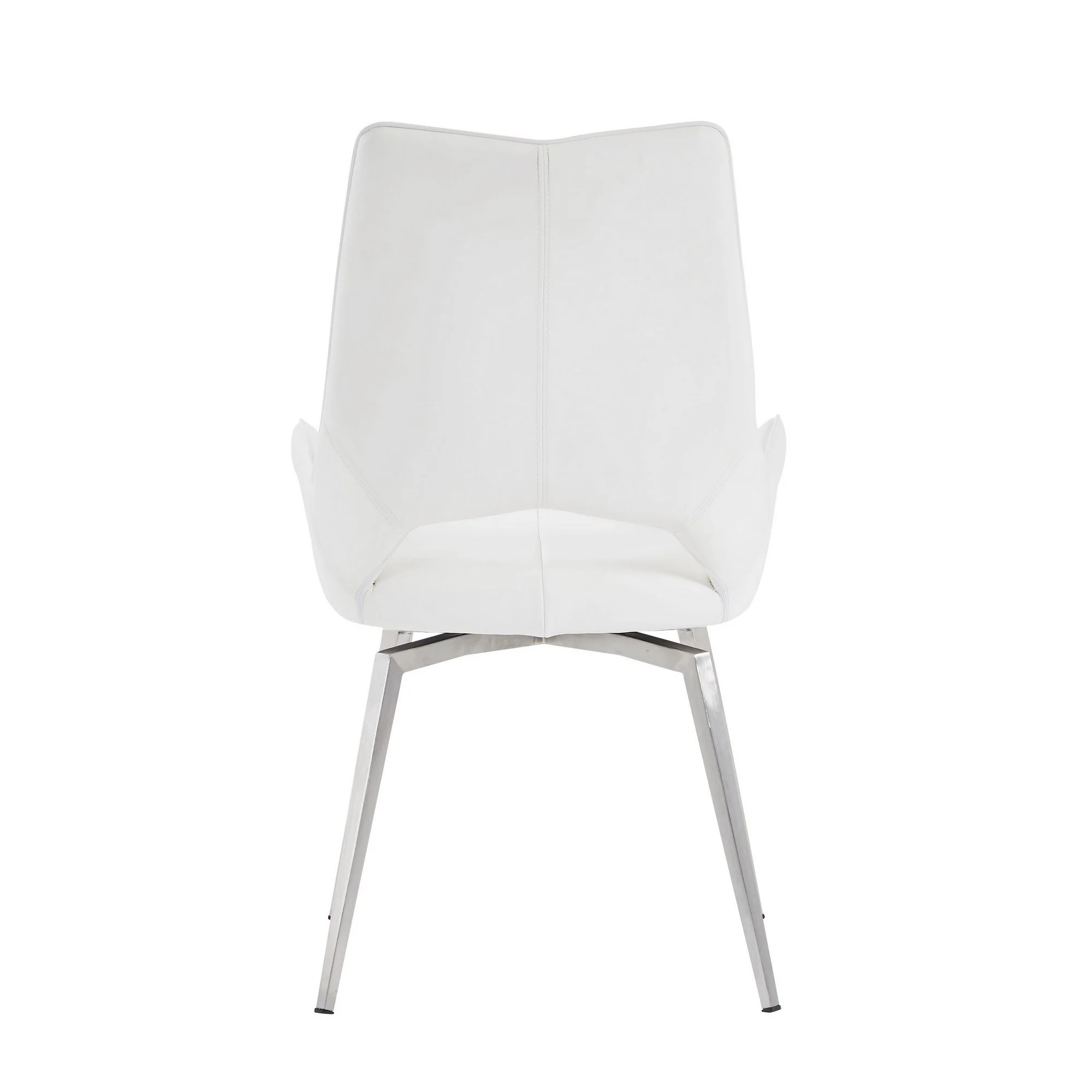 Set Of 2 White Bucket Style Dining Chairs With Metalic Silver Base By Homeroots - Image 5