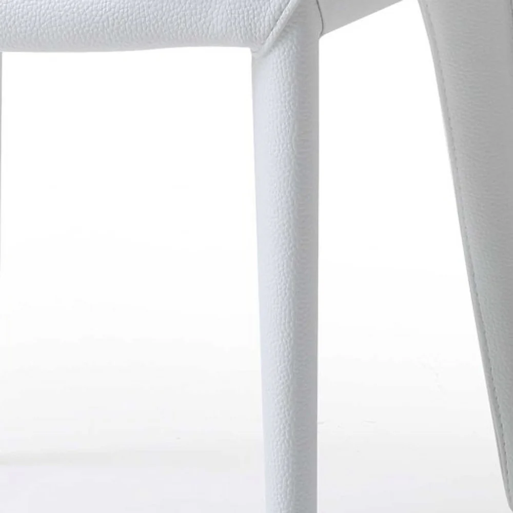 Set Of 2 White Faux Leather Dining Chairs By Homeroots - 370670 - Image 5