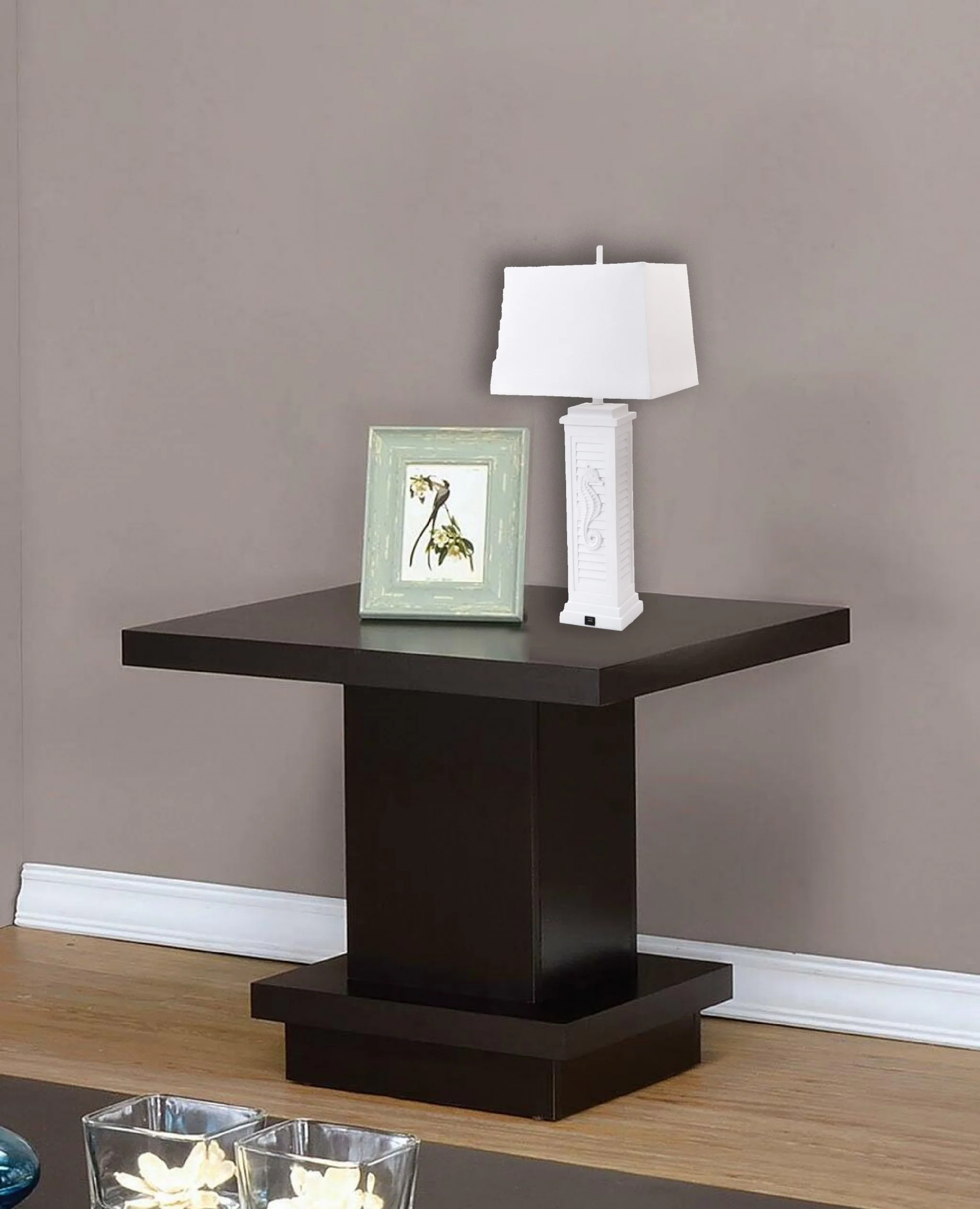Set of 2 White Seahorse Shutter Base Table Lamps By Homeroots - Image 3