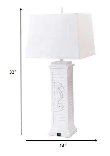 Set of 2 White Seahorse Shutter Base Table Lamps By Homeroots - Image 4