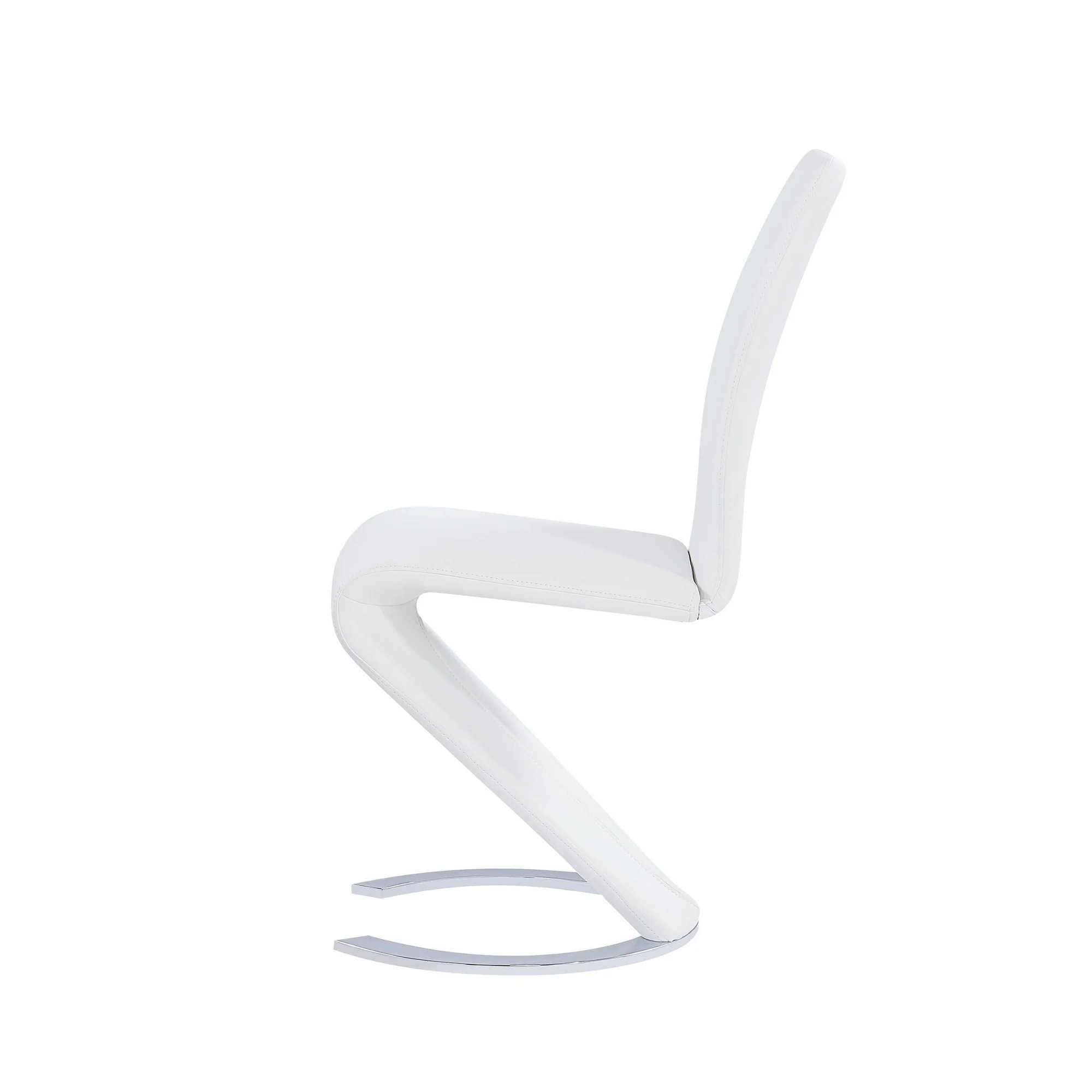 Set Of 2 White Z Shape Design Dining Chairs With Horse Shoe Shape Base By Homeroots - Image 4