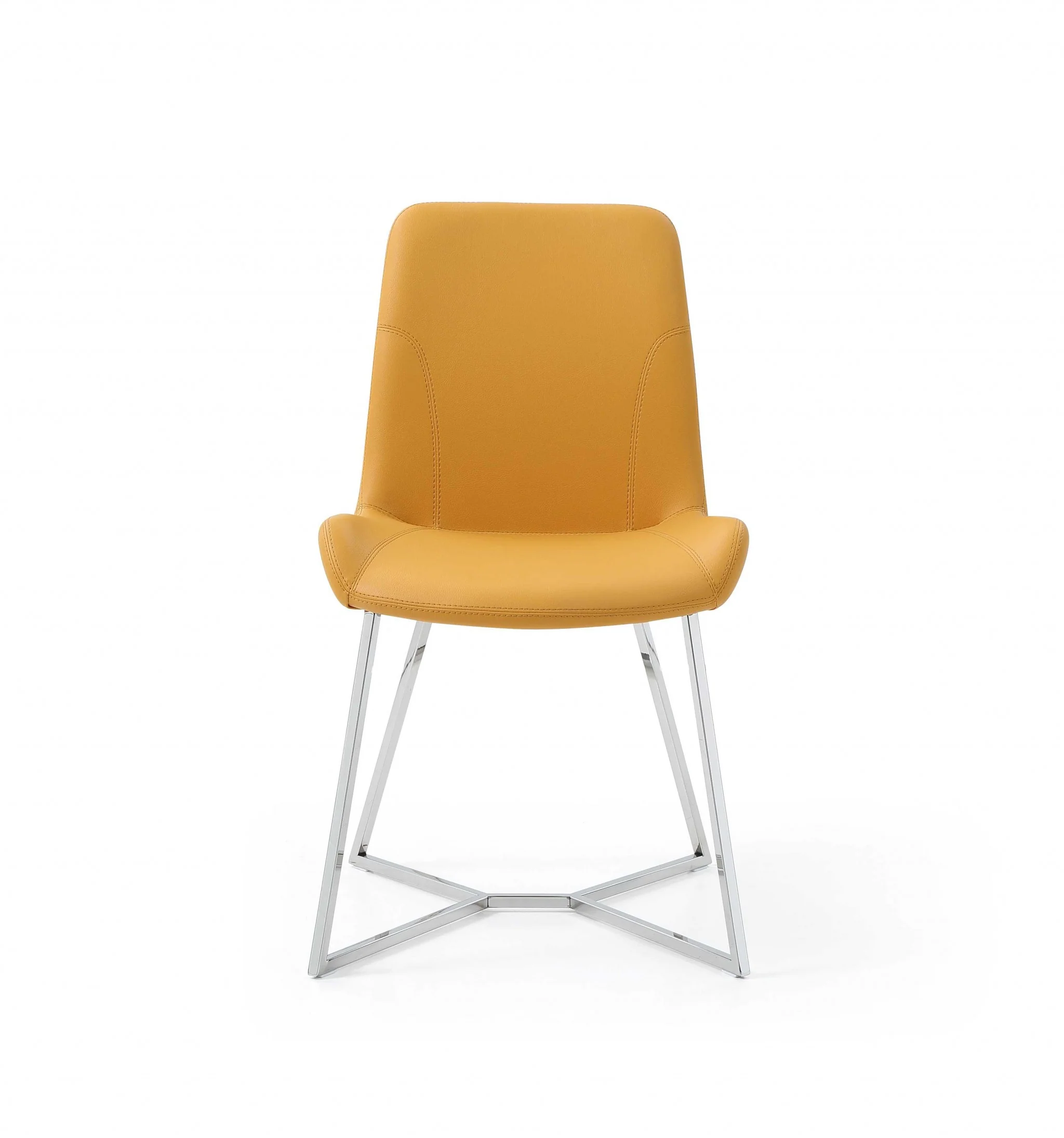 Set Of 2 Yellow Faux Leather Dining Chairs By Homeroots - Image 2