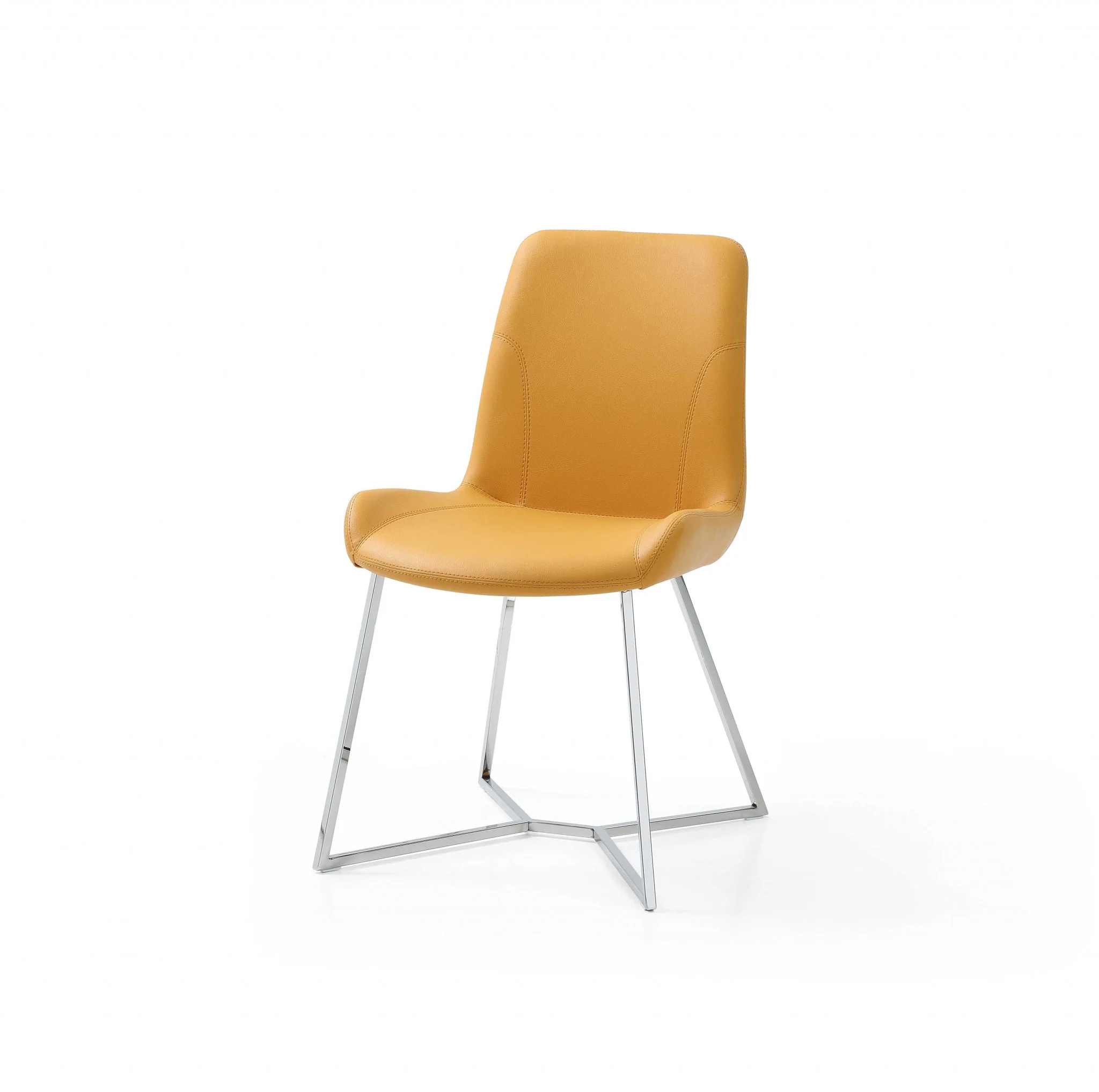 Set Of 2 Yellow Faux Leather Dining Chairs By Homeroots - Image 3
