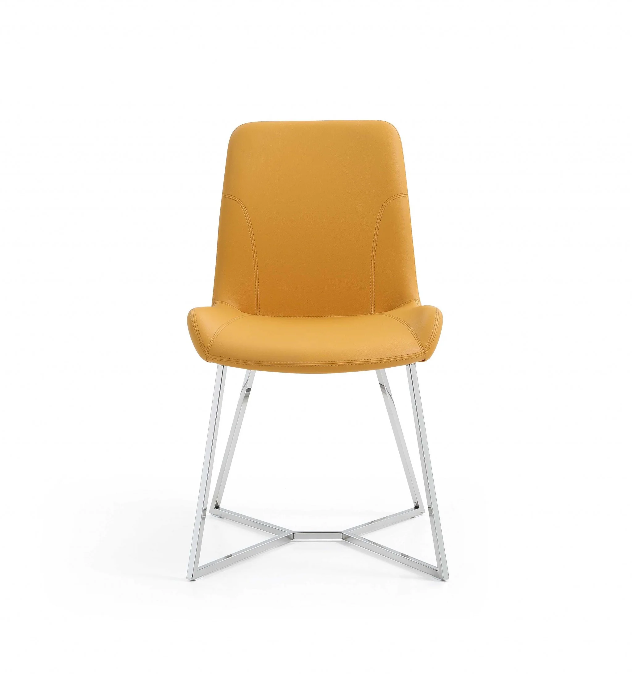 Set Of 2 Yellow Faux Leather Dining Chairs By Homeroots - Image 4