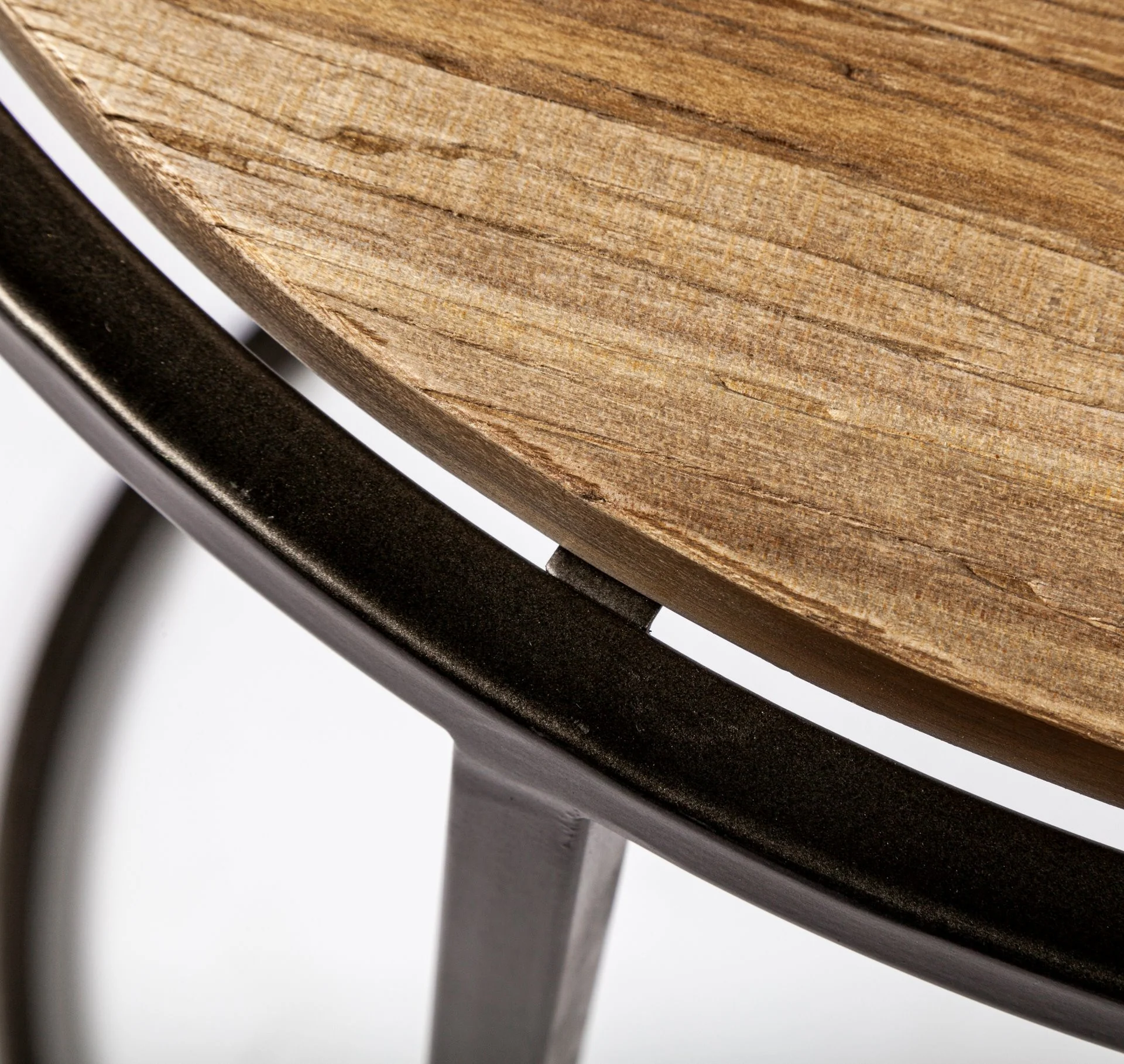 Set of 3 Brown Wood Round Top Accent Tables with Iron Nesting By Homeroots - Image 5