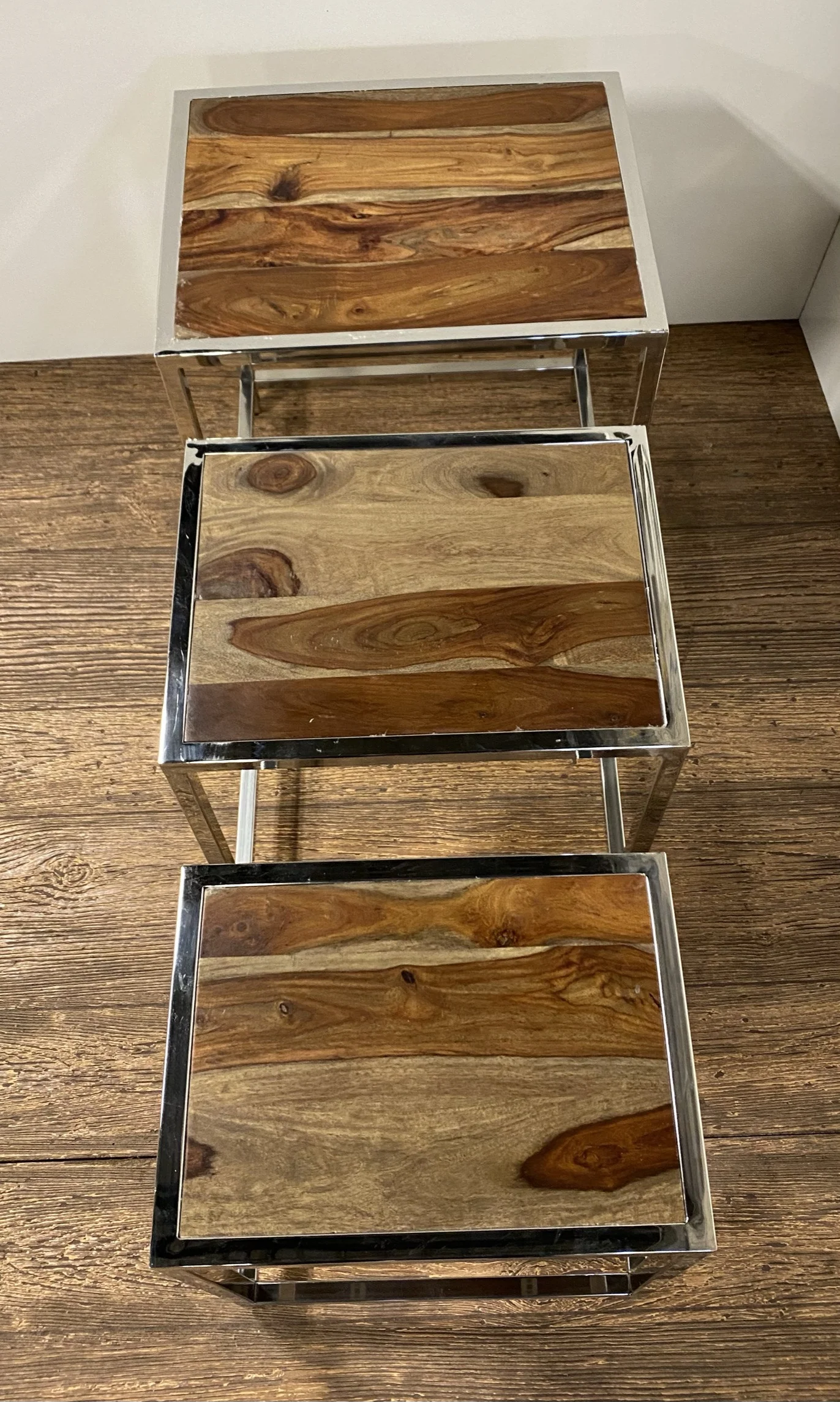 Set of 3 Modern Rustic Nesting Tables By Homeroots - Image 2