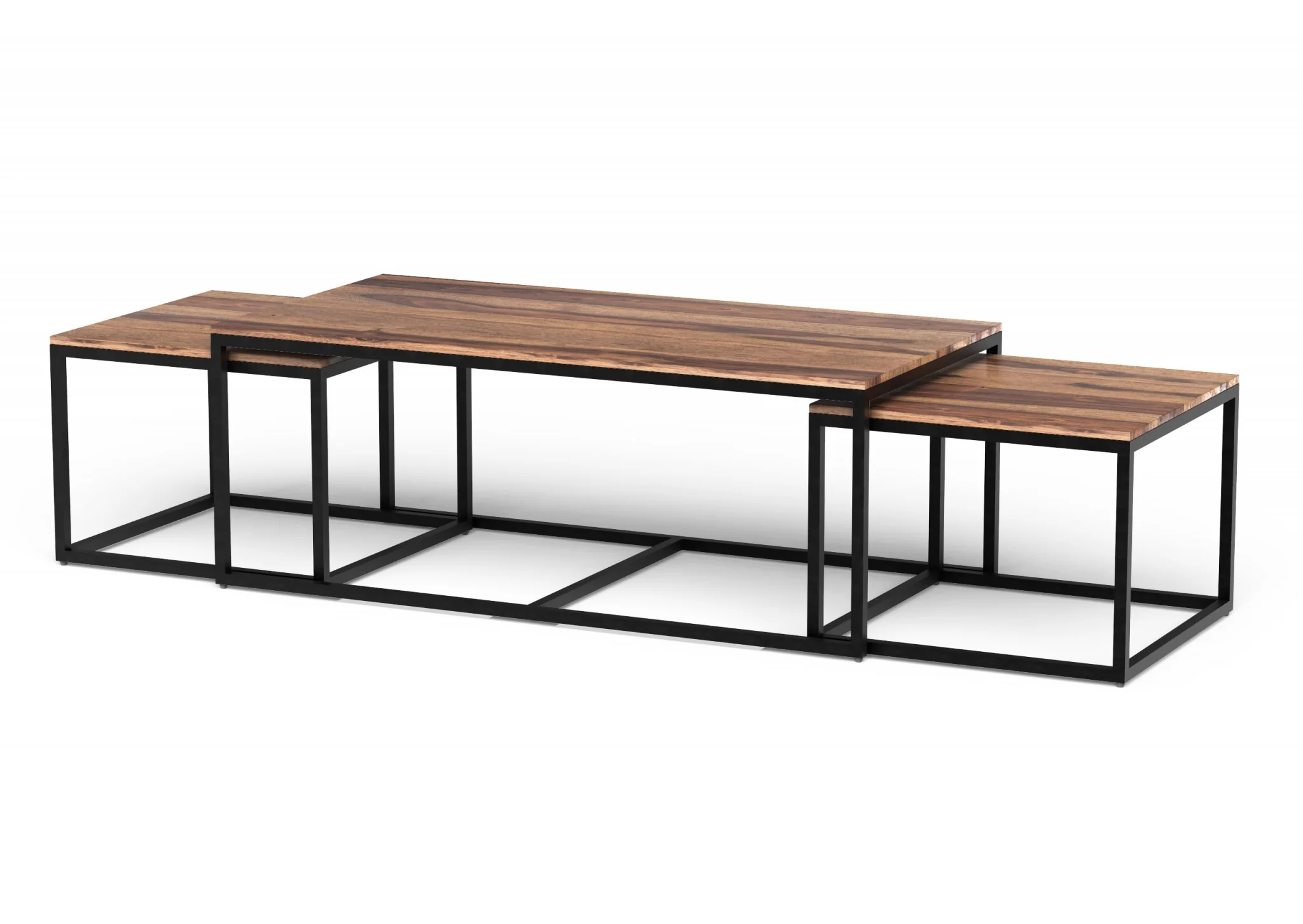 Set of 3 Natural Wood Nesting Coffee and End Tables By Homeroots - Image 2