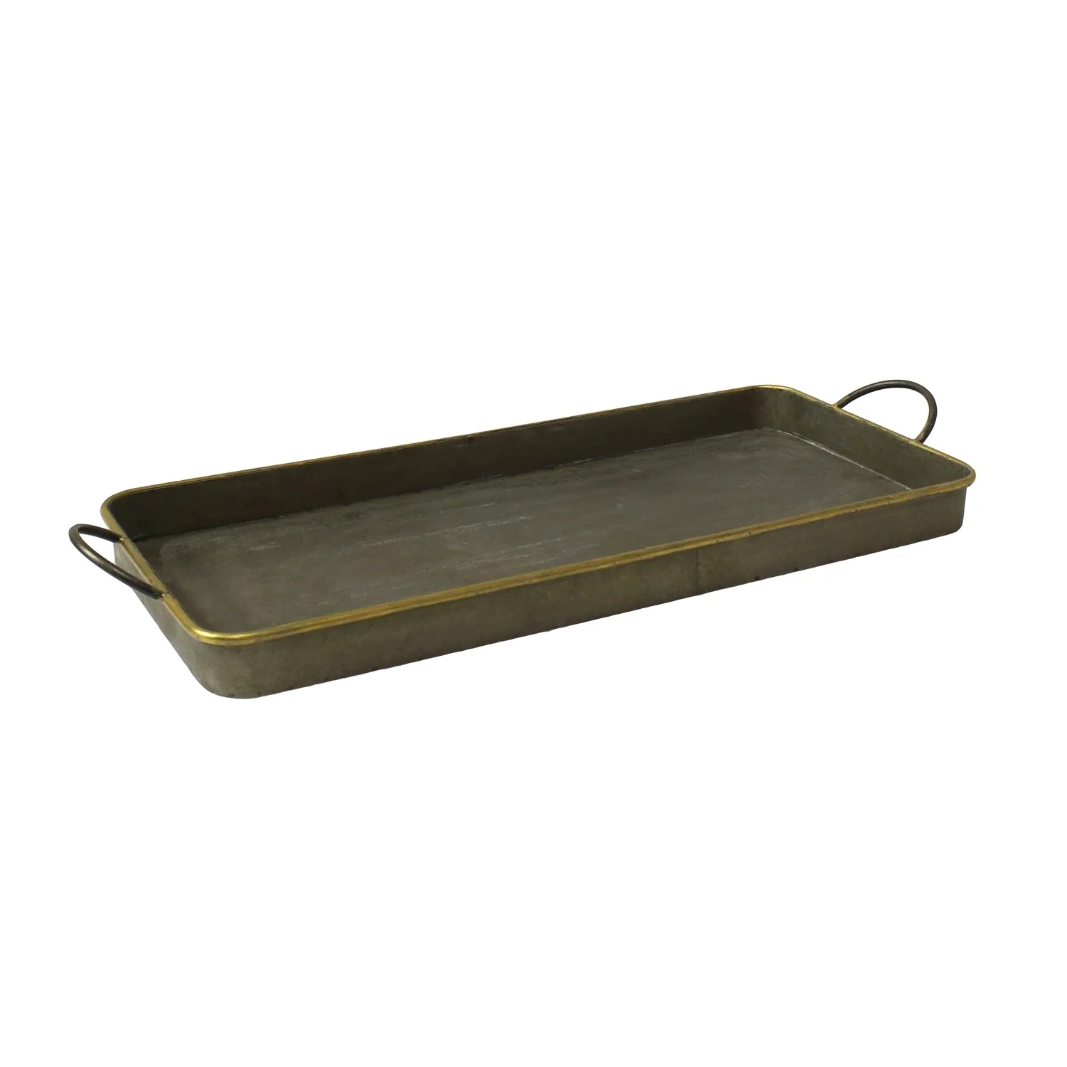 Set Of 3 Nesting Galvanized Metal And Gold Serving Trays By Homeroots - Image 3