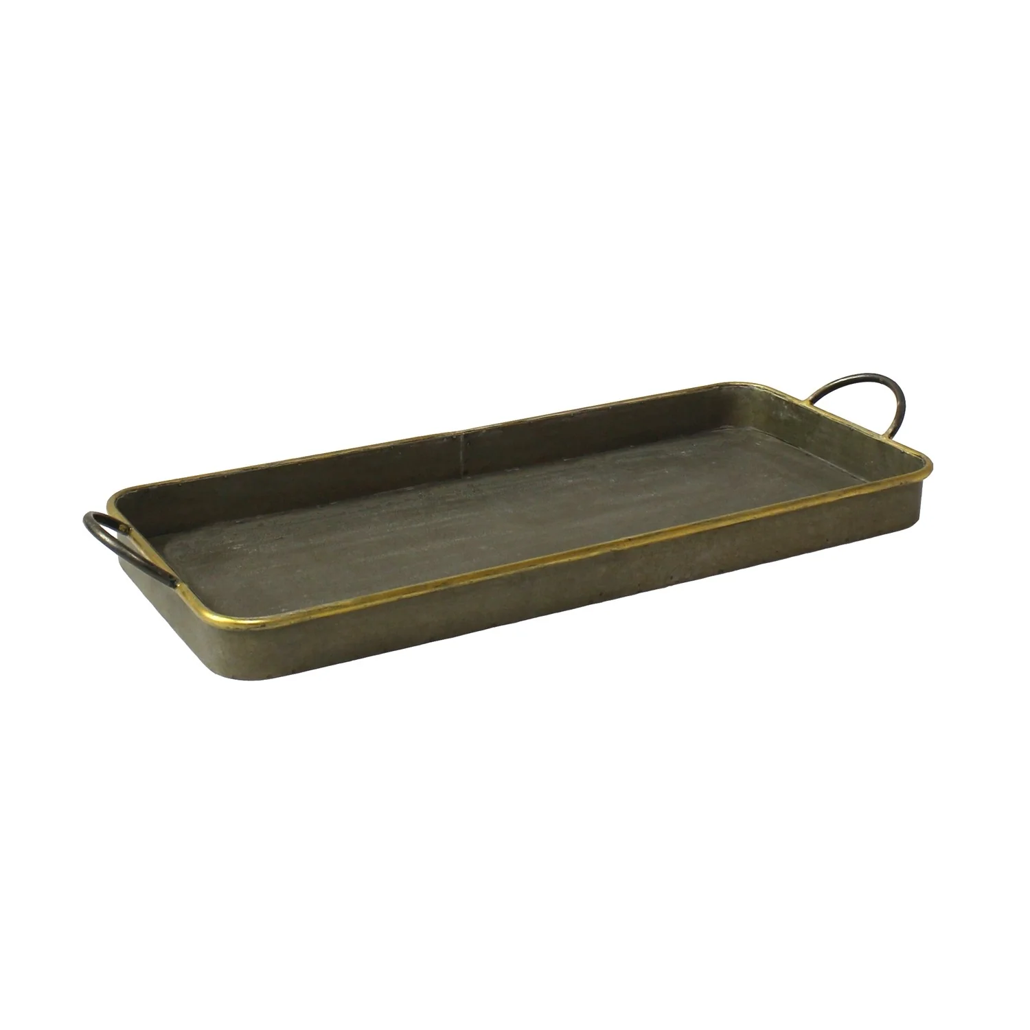 Set Of 3 Nesting Galvanized Metal And Gold Serving Trays By Homeroots - Image 4