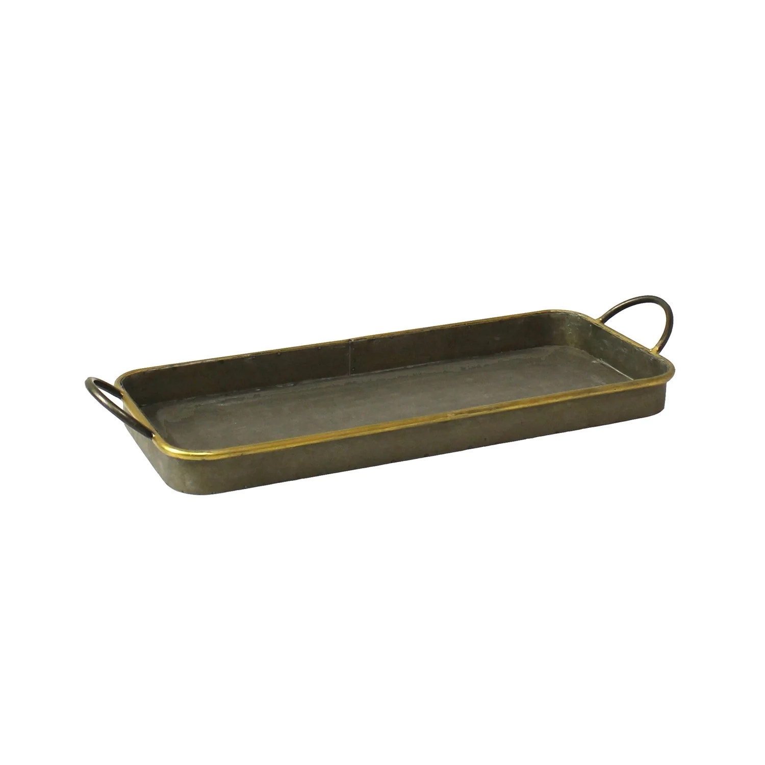Set Of 3 Nesting Galvanized Metal And Gold Serving Trays By Homeroots - Image 5