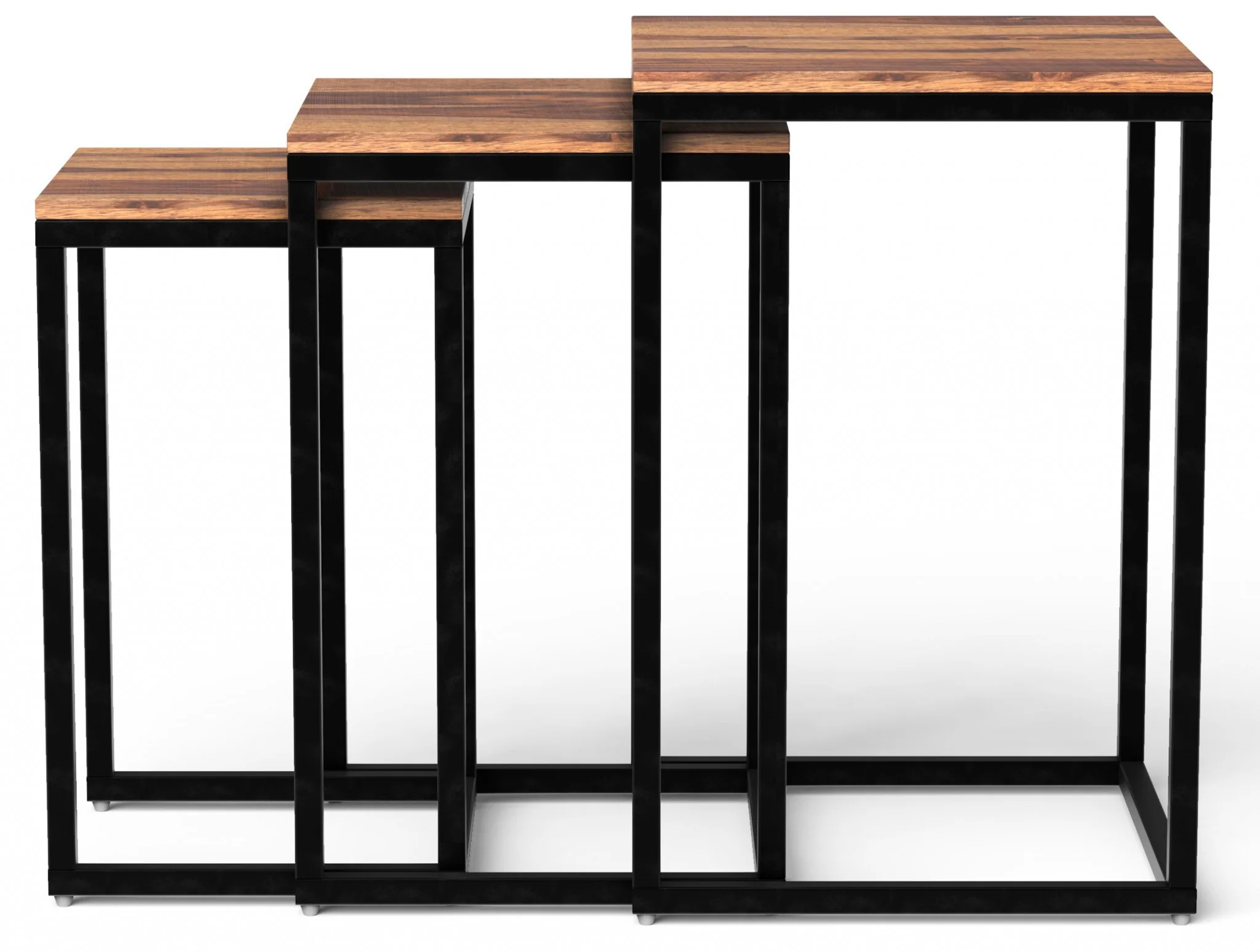 Set of 3 Squared Off Natural Wood Nesting End Tables By Homeroots - Image 2
