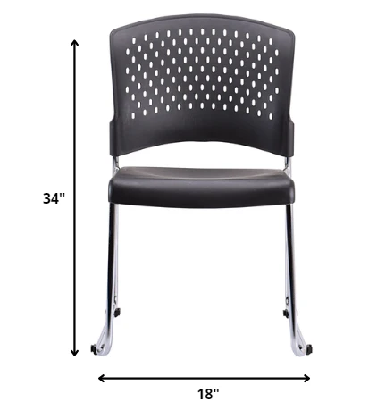 Set of 4 Black Professional Plastic Guest Chairs By Homeroots - Image 2