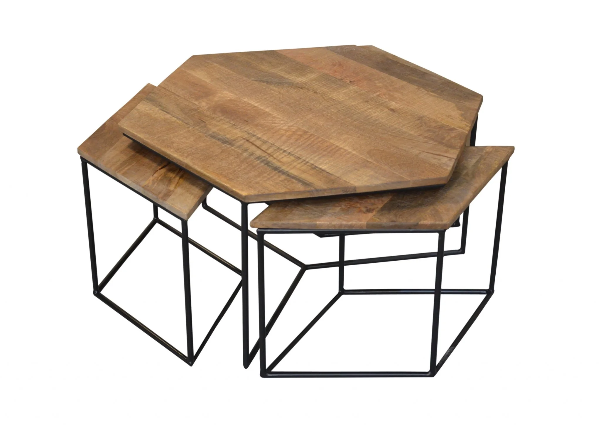 Set of 4 Geometric Wooden Coffee Tables By Homeroots - Image 2