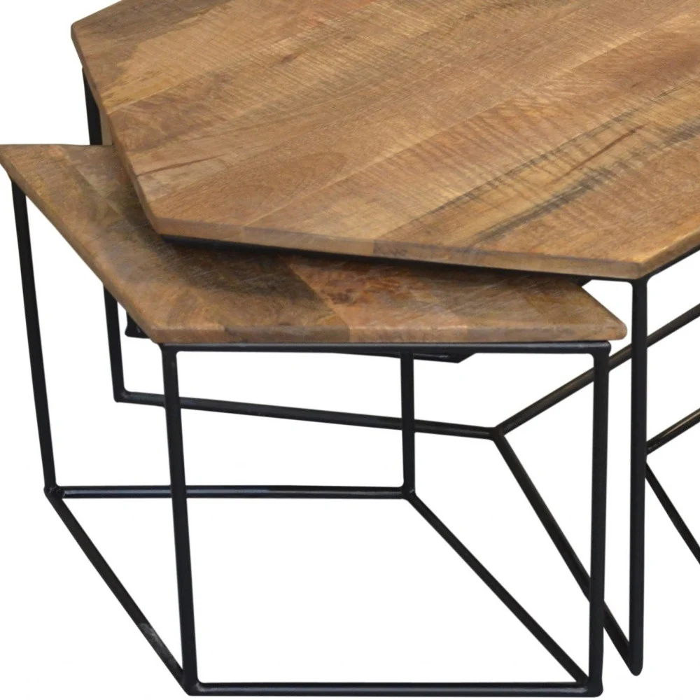 Set of 4 Geometric Wooden Coffee Tables By Homeroots - Image 5