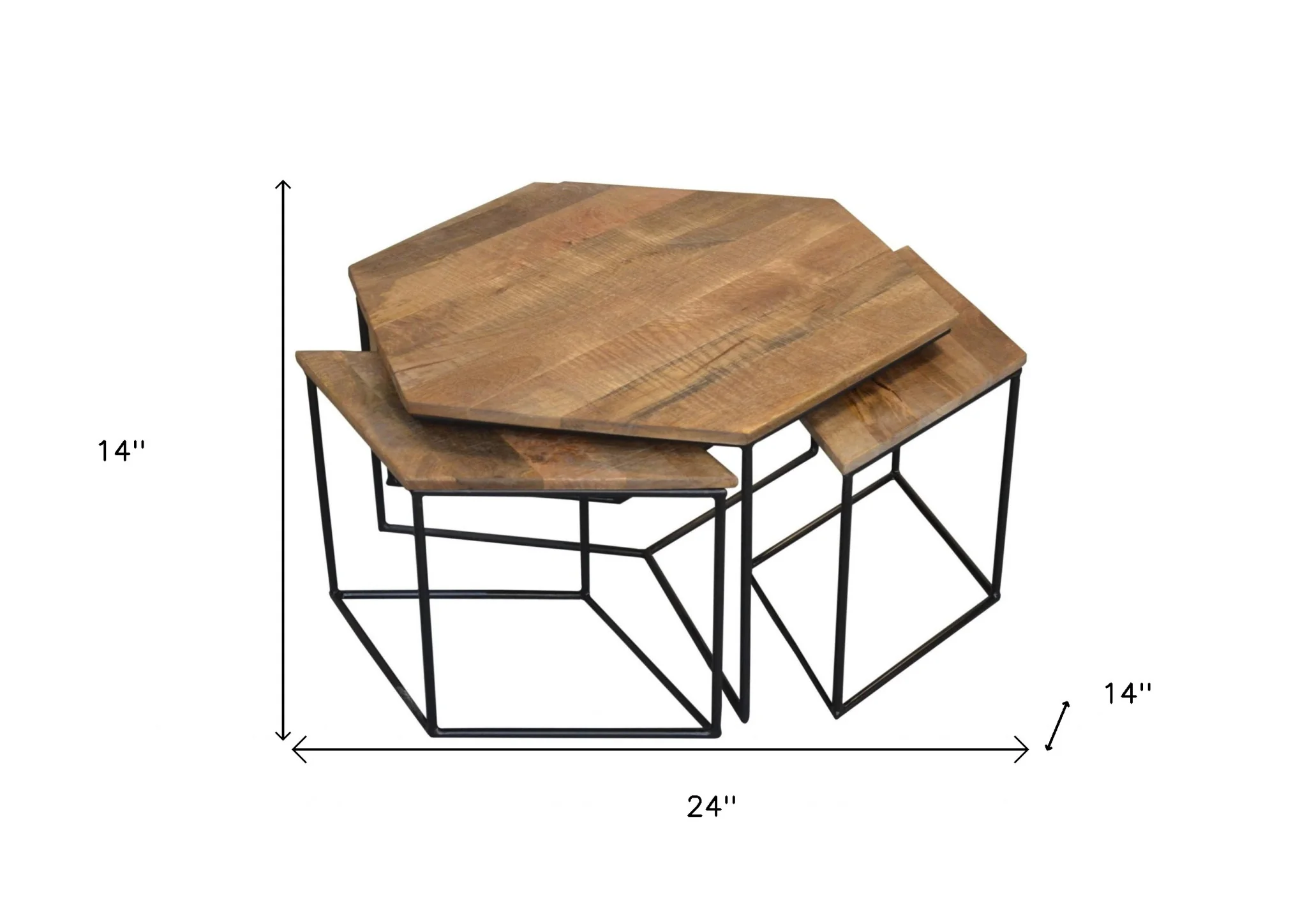 Set of 4 Geometric Wooden Coffee Tables By Homeroots - Image 6