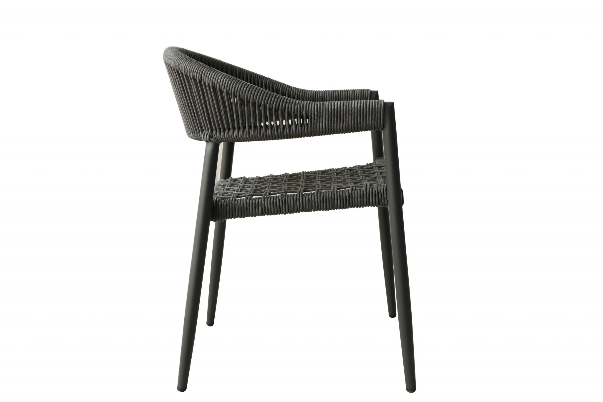 Set Of 4 Gray Open Weave Patio Arm Chairs By Homeroots - Image 2
