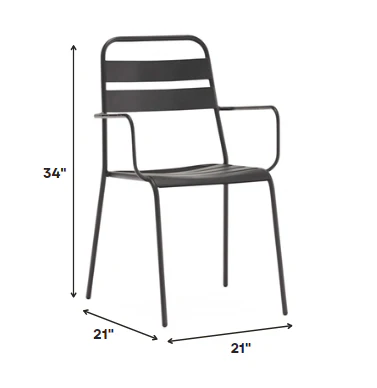 Set Of 4 Gray Stackable Aluminum Arm Chairs By Homeroots - Image 2