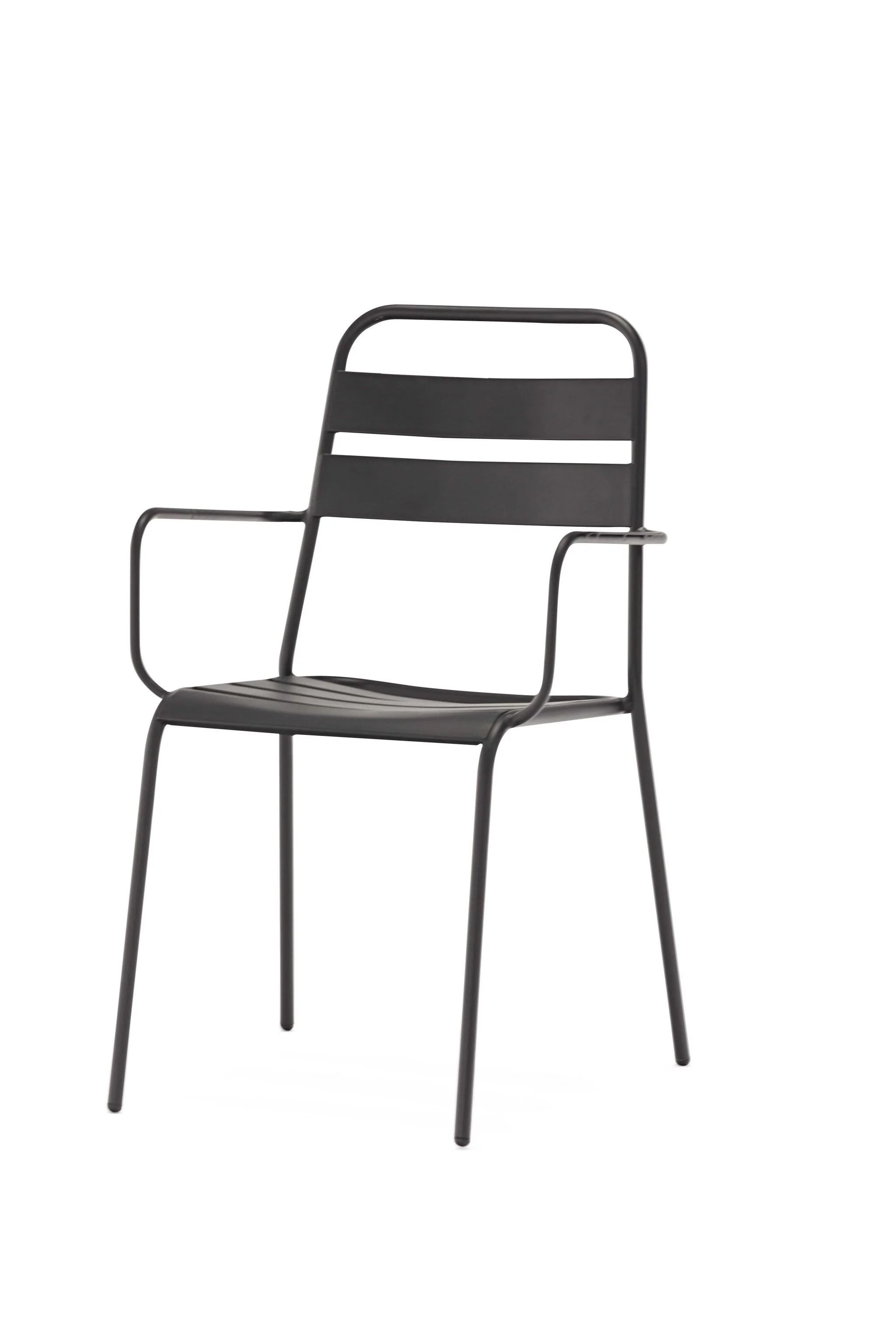 Set Of 4 Gray Stackable Aluminum Arm Chairs By Homeroots - Image 3