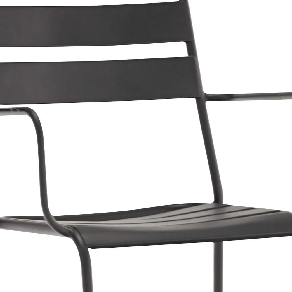 Set Of 4 Gray Stackable Aluminum Arm Chairs By Homeroots - Image 5