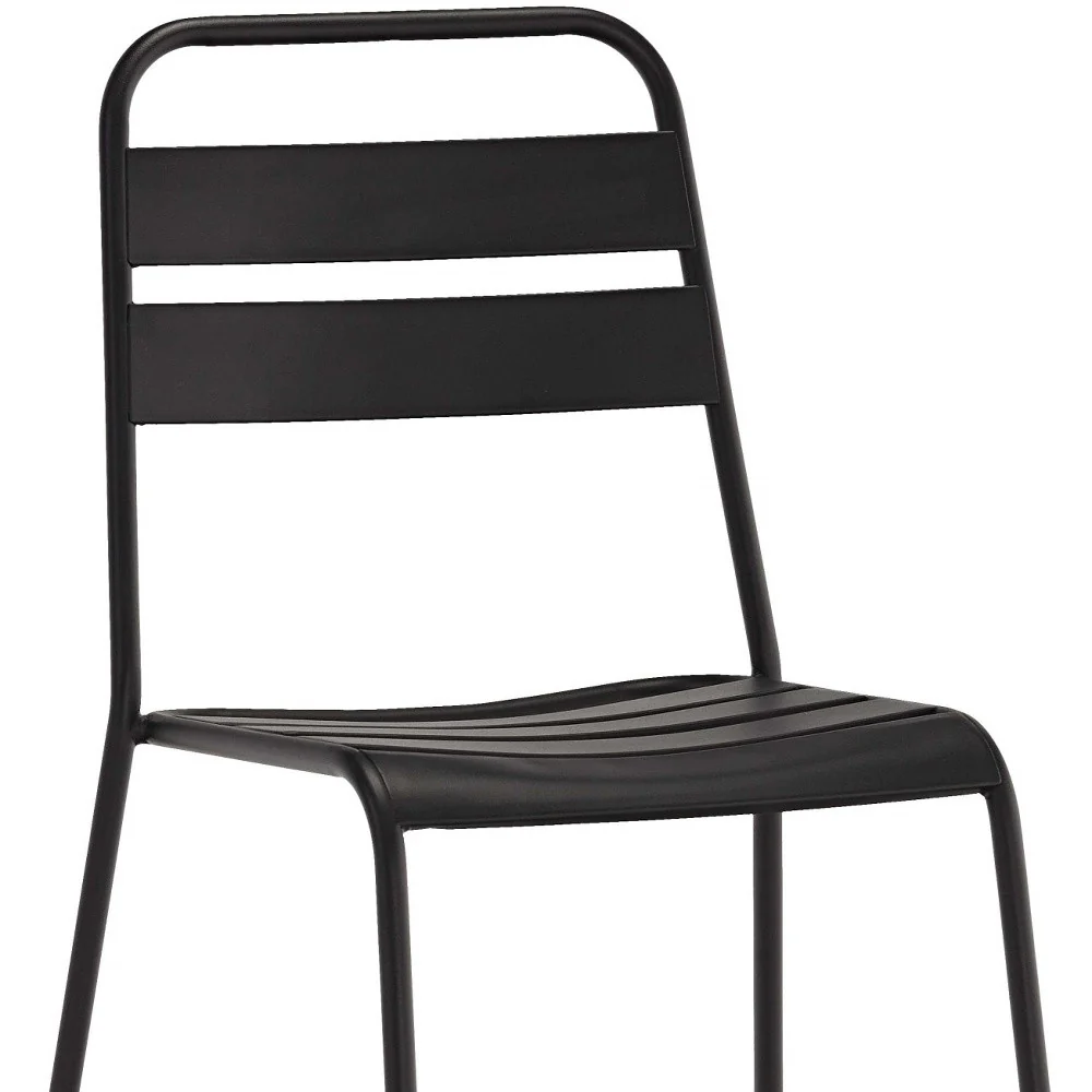 Set Of 4 Gray Stacking Aluminum Armless Chairs By Homeroots - Image 4