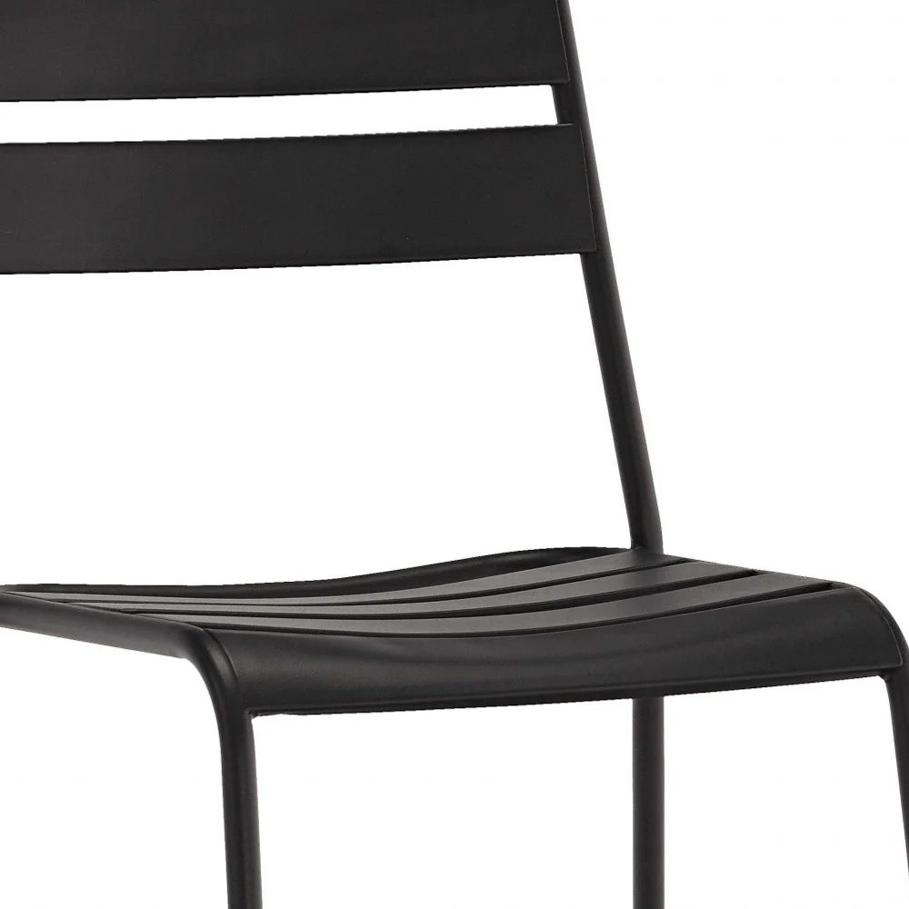 Set Of 4 Gray Stacking Aluminum Armless Chairs By Homeroots - Image 5