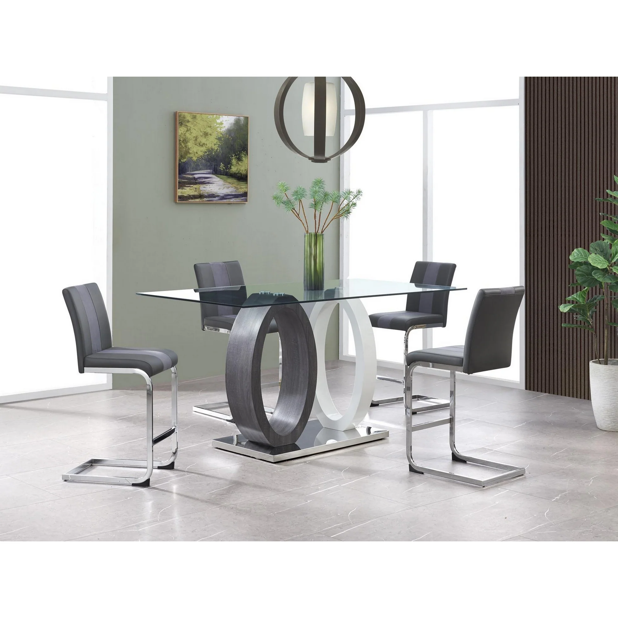 Set Of 4 Grey Two Tone Barstools With Silver Tone Metal Base By Homeroots - Image 7