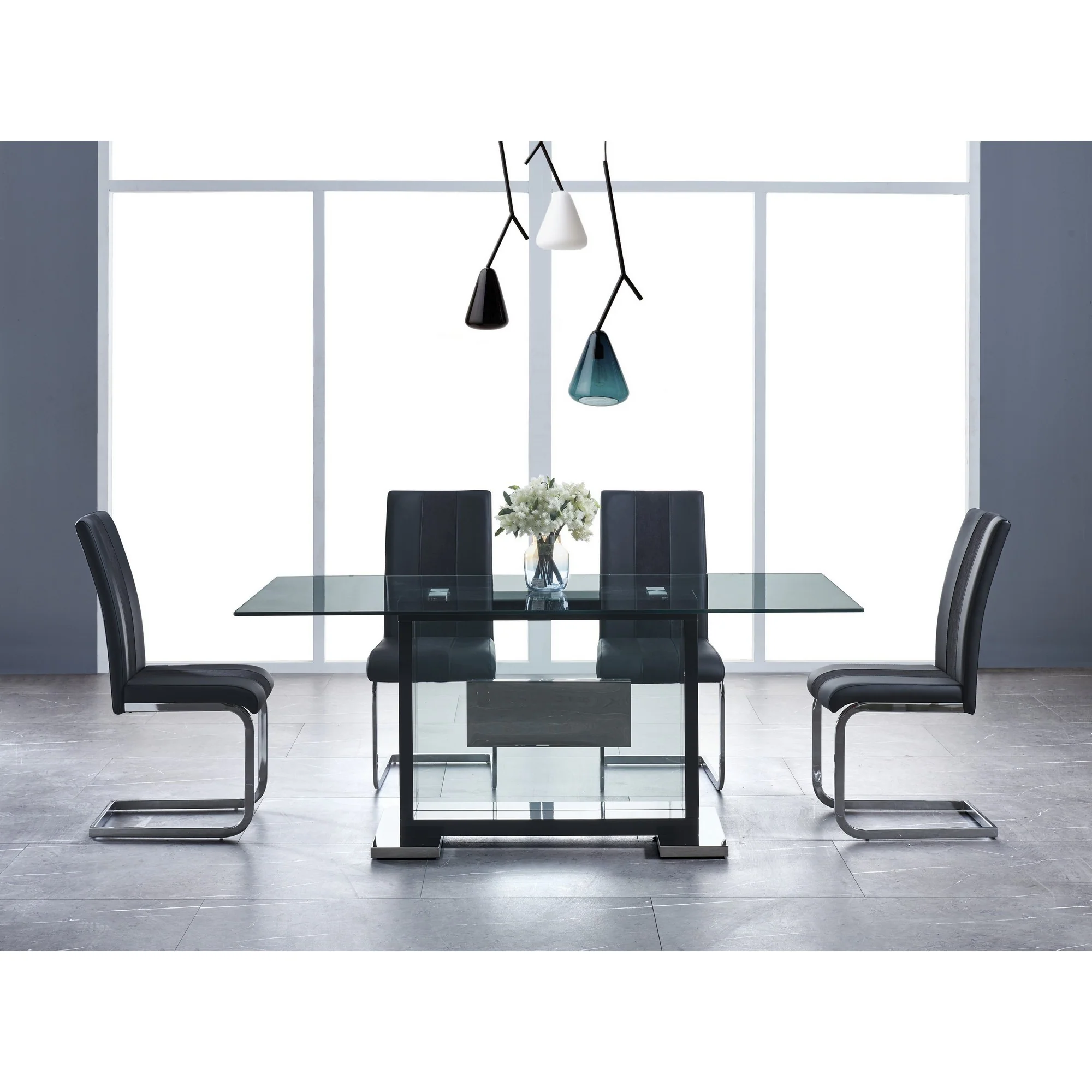 Set Of 4 Grey Two Toned Dining Chairs With Silver Tone Metal Base By Homeroots - Image 10