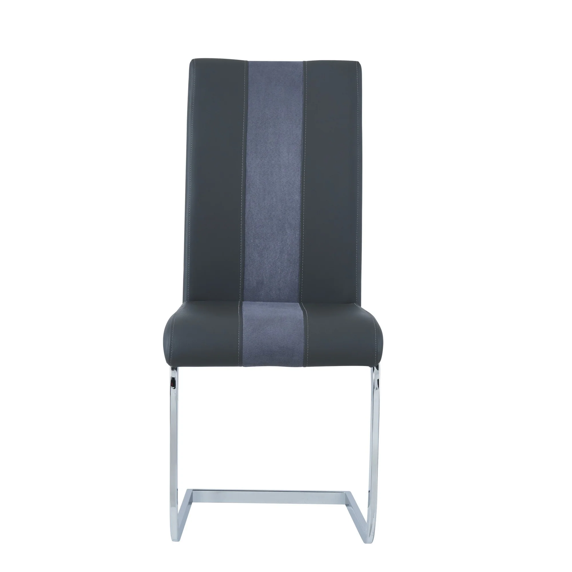 Set Of 4 Grey Two Toned Dining Chairs With Silver Tone Metal Base By Homeroots - Image 2