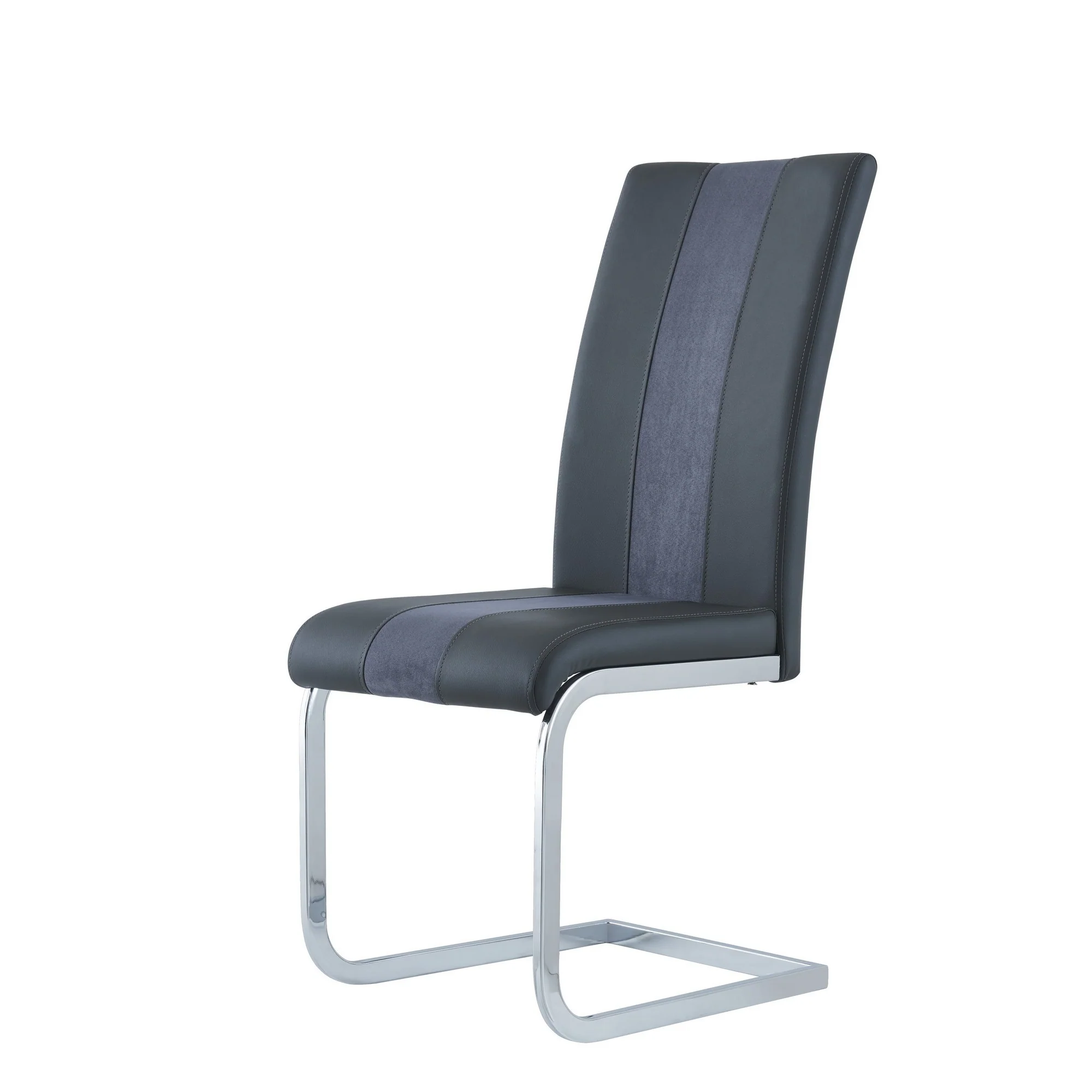 Set Of 4 Grey Two Toned Dining Chairs With Silver Tone Metal Base By Homeroots - Image 3
