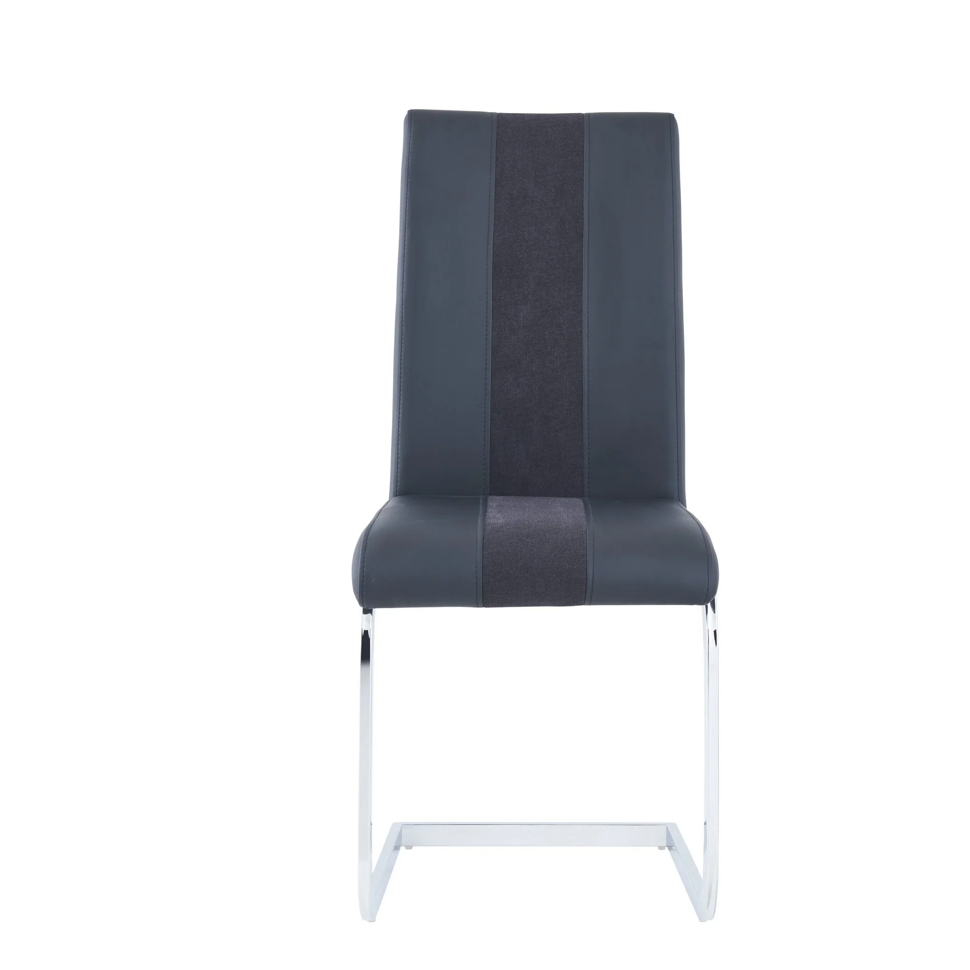 Set Of 4 Grey Two Toned Dining Chairs With Silver Tone Metal Base By Homeroots - Image 6