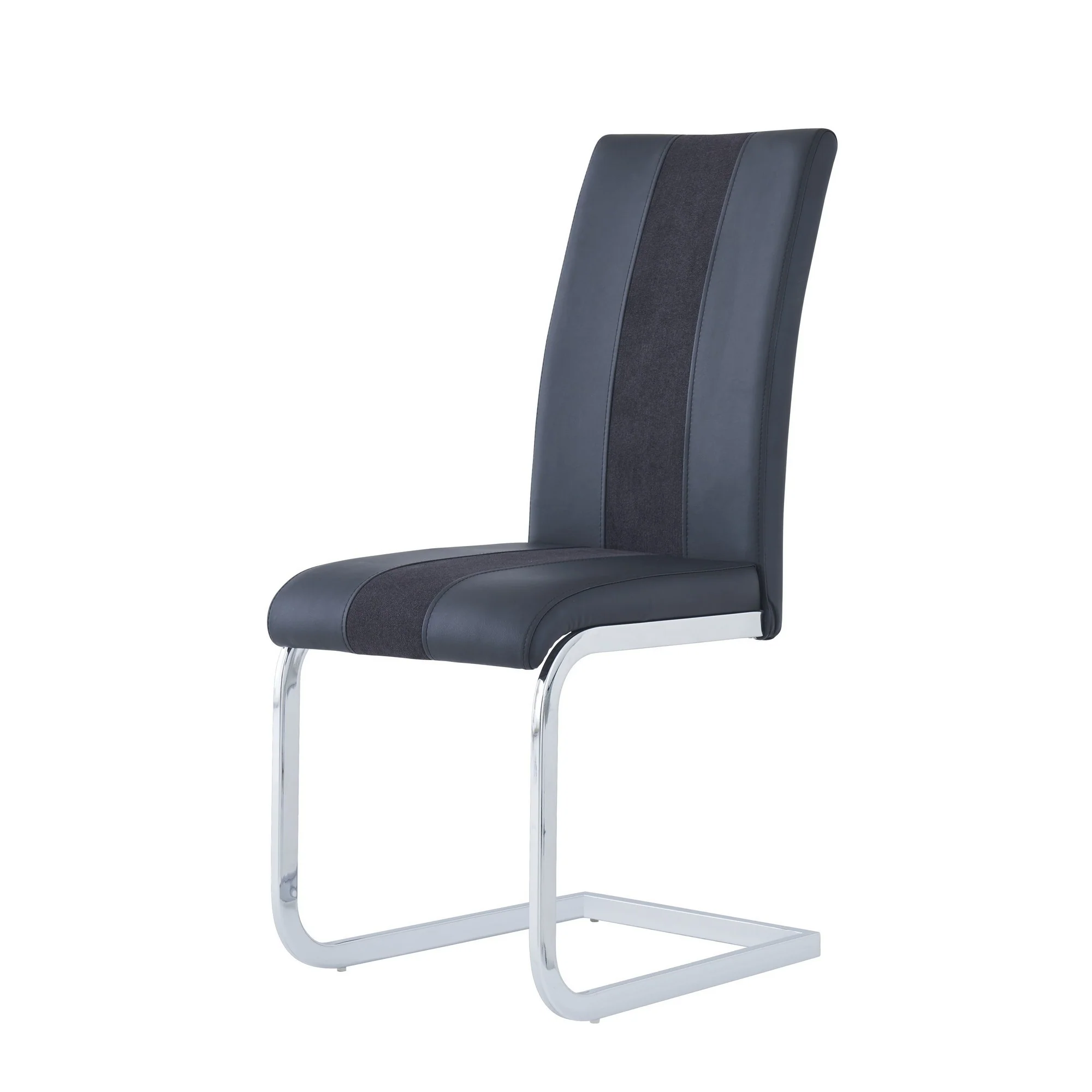 Set Of 4 Grey Two Toned Dining Chairs With Silver Tone Metal Base By Homeroots - Image 7