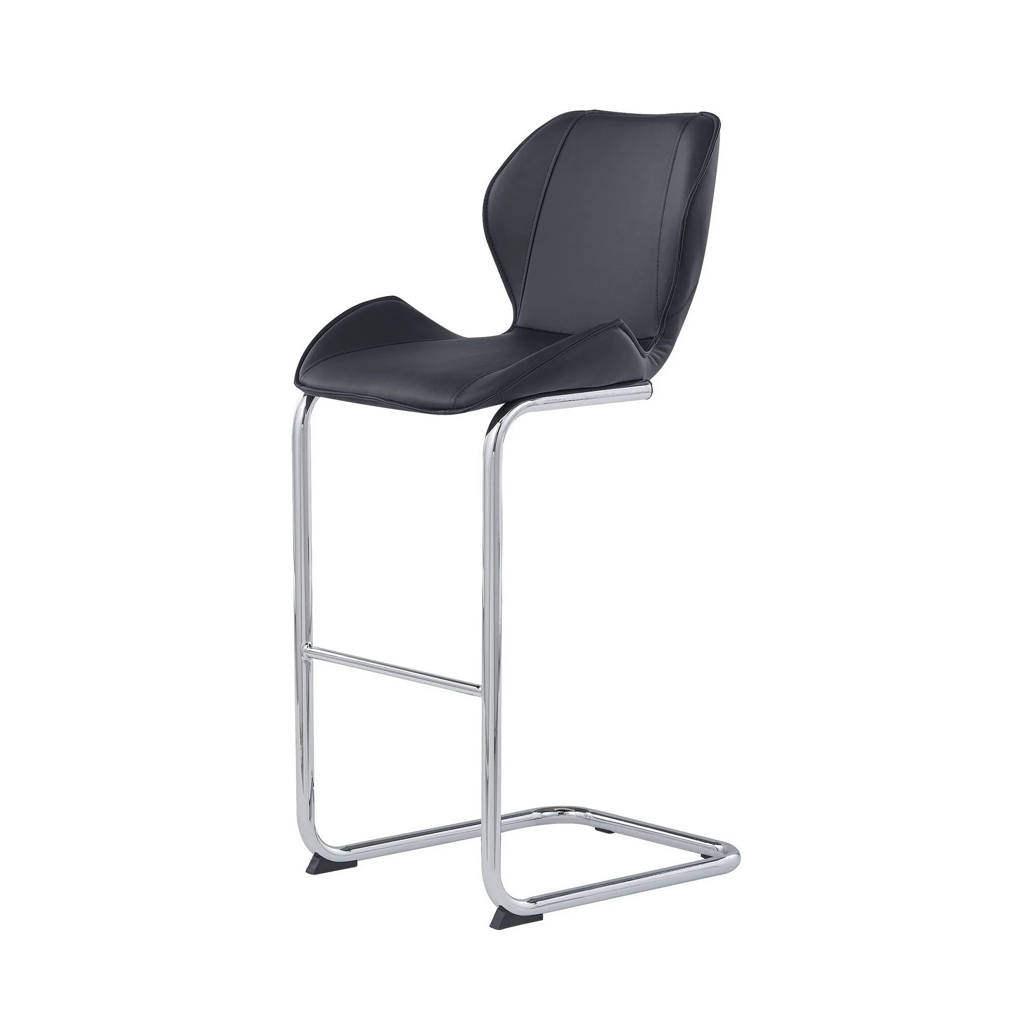 Set Of 4 Modern Black Barstools With Chrome Legs By Homeroots - Image 2