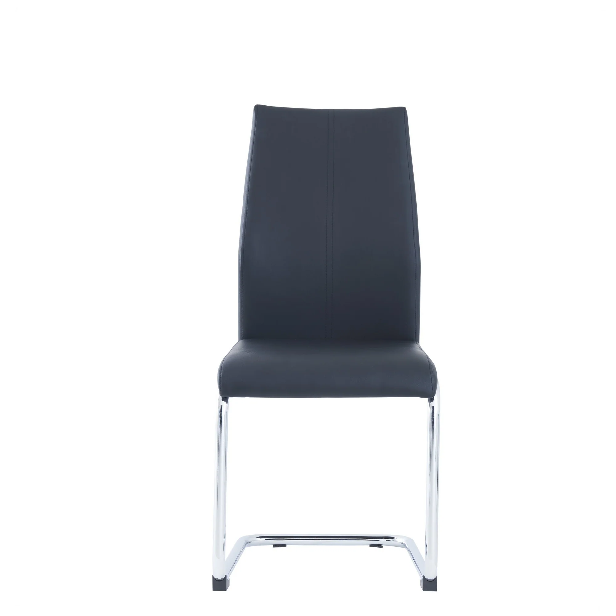 Set Of 4 Modern Black Dining Chairs With Chrome Metal Base By Homeroots - Image 2