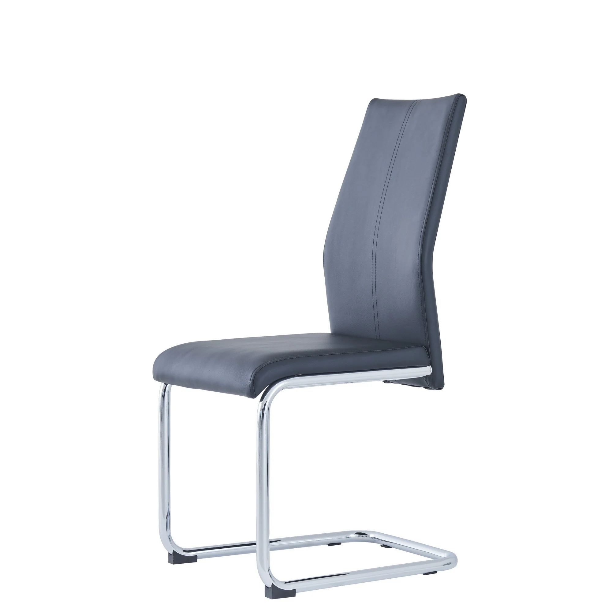 Set Of 4 Modern Black Dining Chairs With Chrome Metal Base By Homeroots - Image 3