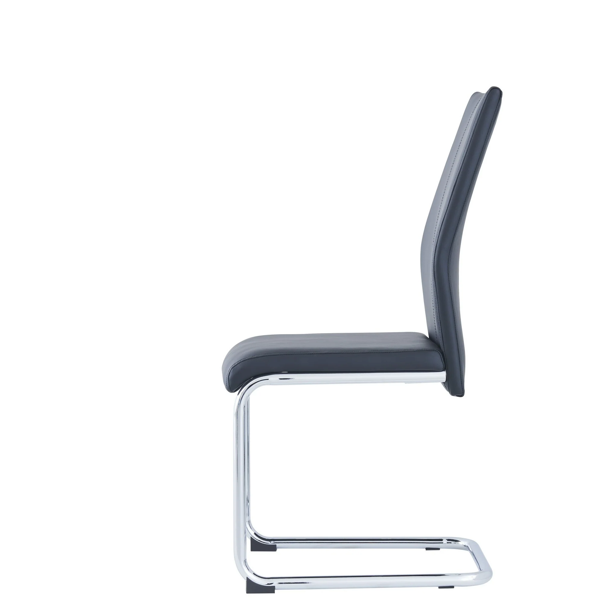 Set Of 4 Modern Black Dining Chairs With Chrome Metal Base By Homeroots - Image 4