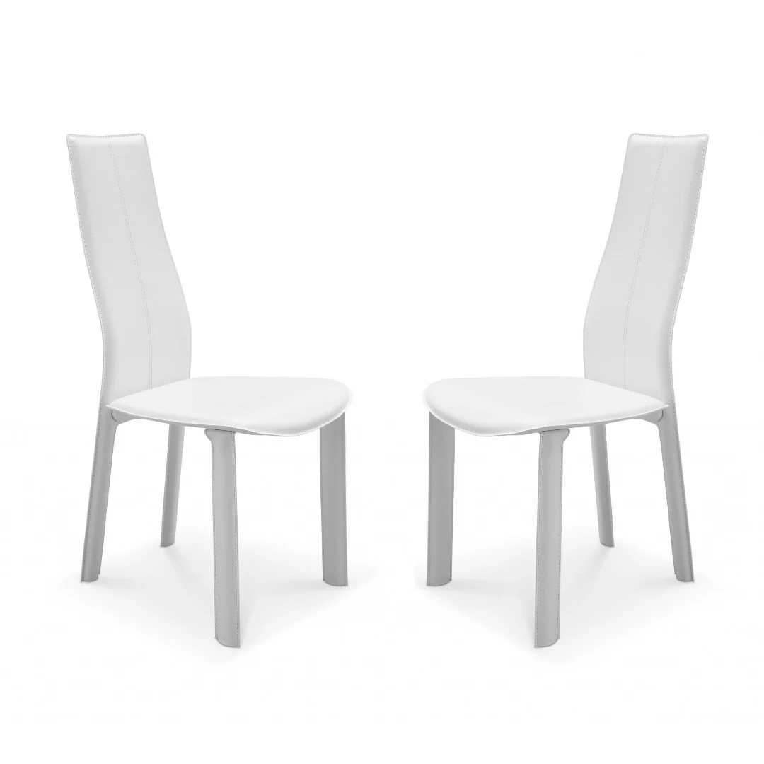 Set Of 4 Modern Dining White Faux Leather Dining Chairs By Homeroots - Image 2
