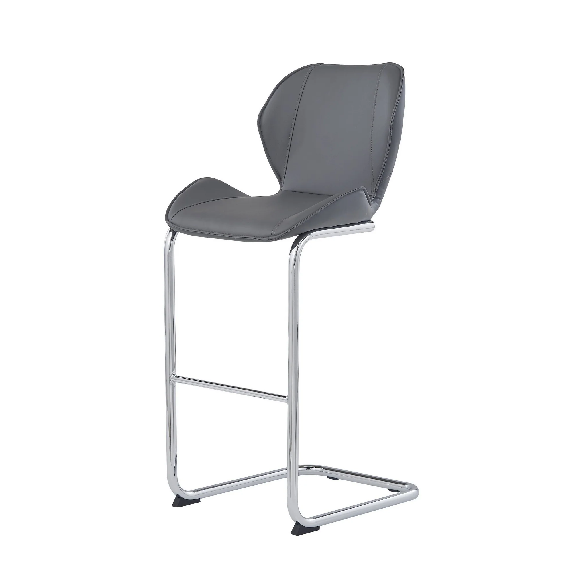 Set Of 4 Modern Grey Barstools With Chrome Legs By Homeroots - Image 2