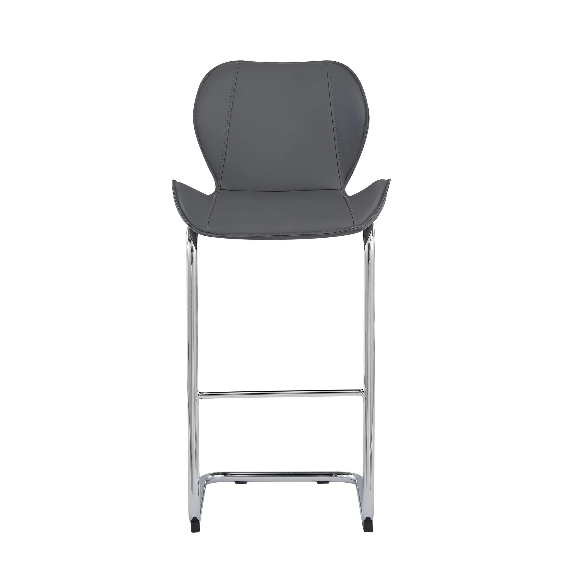 Set Of 4 Modern Grey Barstools With Chrome Legs By Homeroots - Image 6