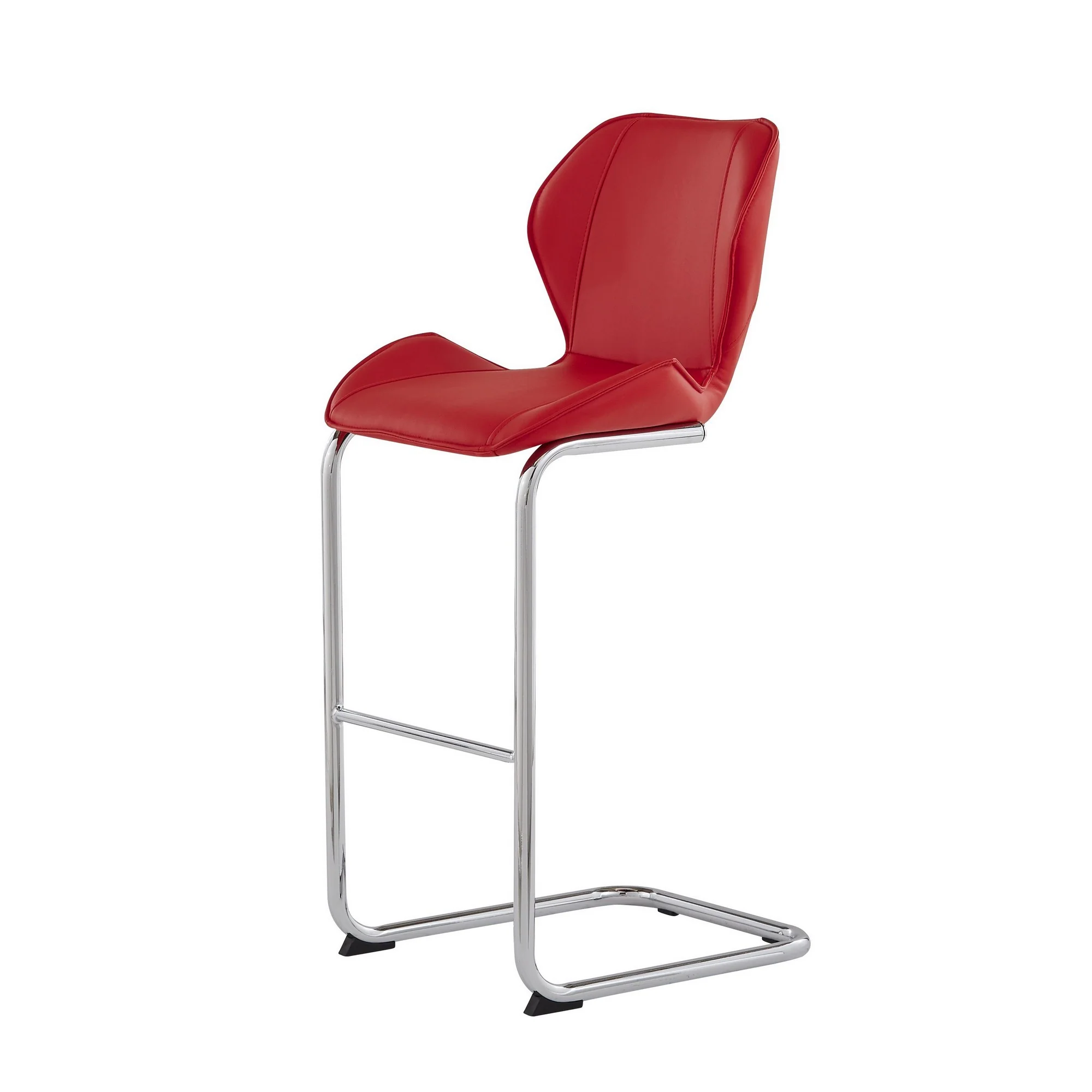 Set Of 4 Modern Red Barstools With Chrome Legs By Homeroots - Image 2