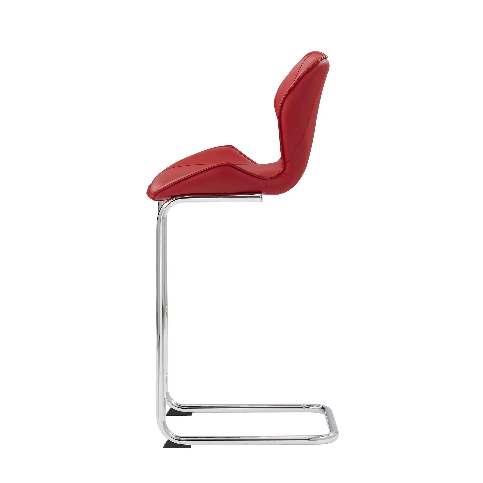 Set Of 4 Modern Red Barstools With Chrome Legs By Homeroots - Image 3