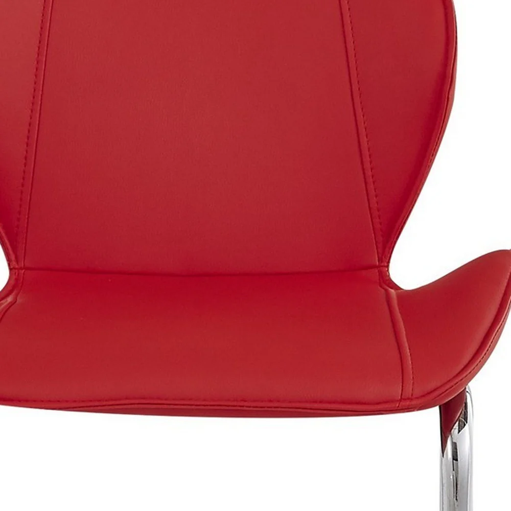 Set Of 4 Modern Red Barstools With Chrome Legs By Homeroots - Image 5